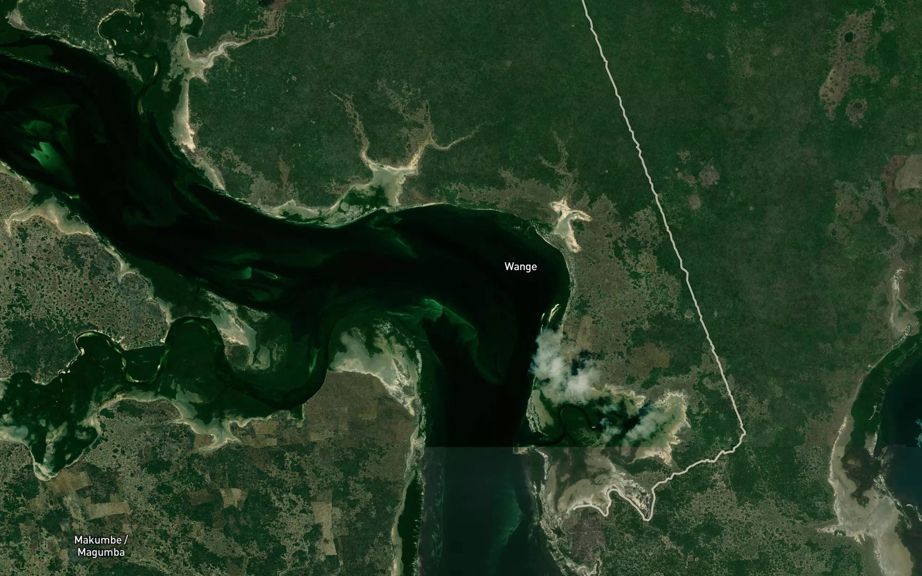 Satellite map of the Wange Creek