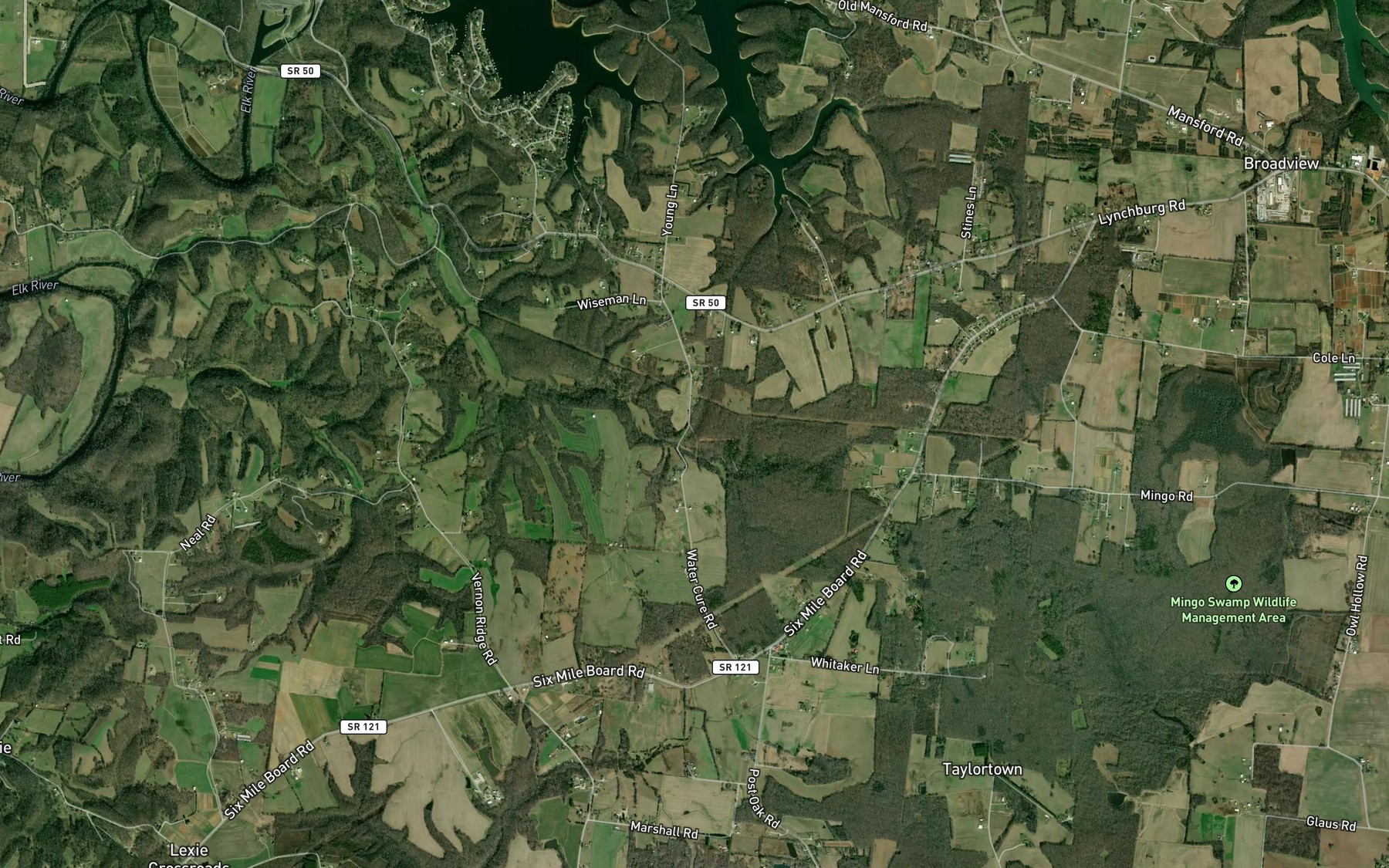 Satellite map of the Water Cure Springs
