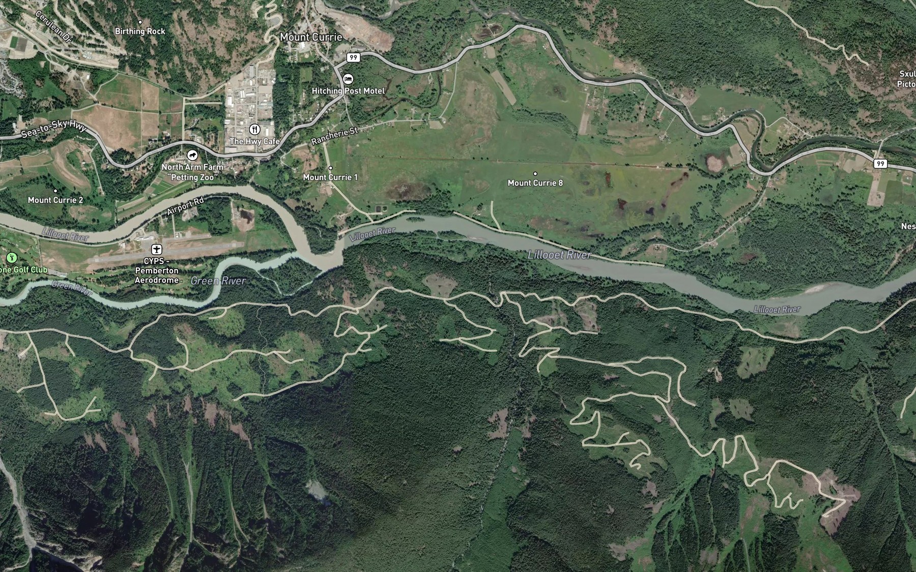 Satellite map of the Gravell Creek