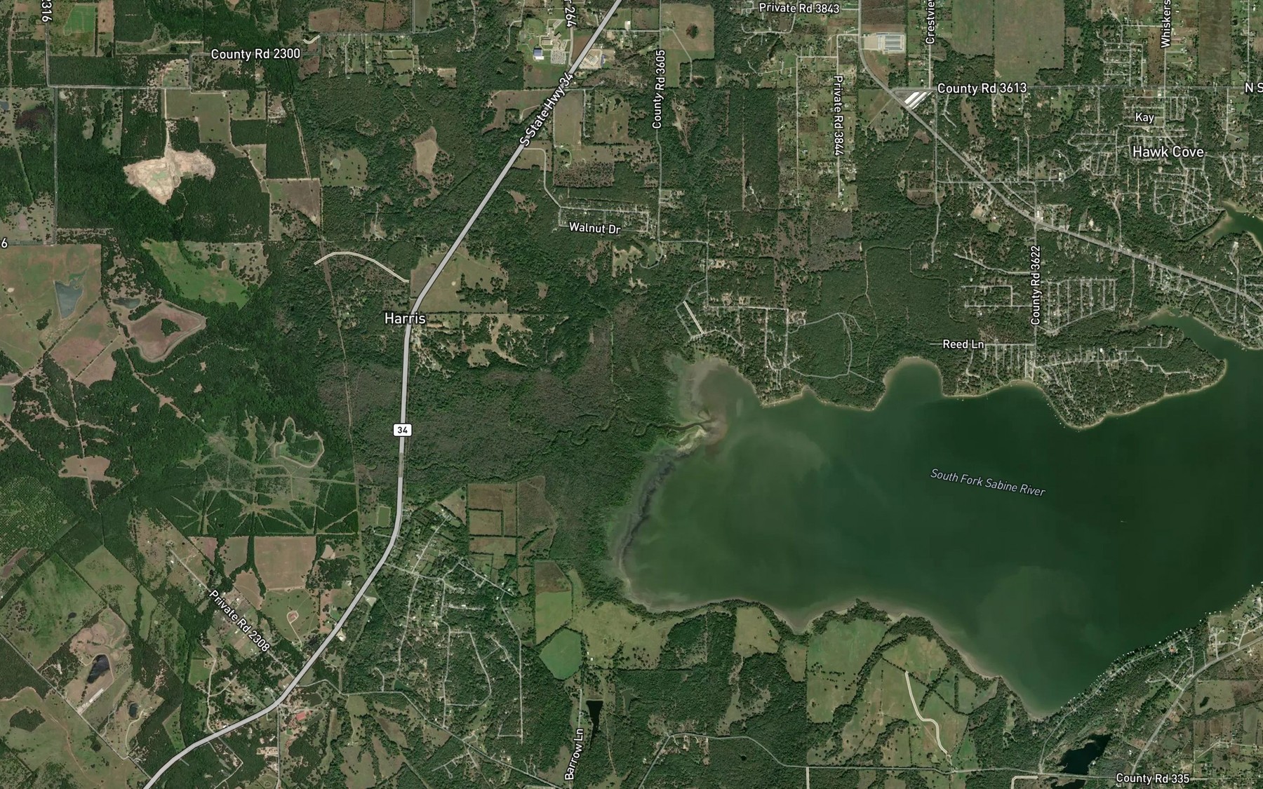 Satellite map of the Jones Creek