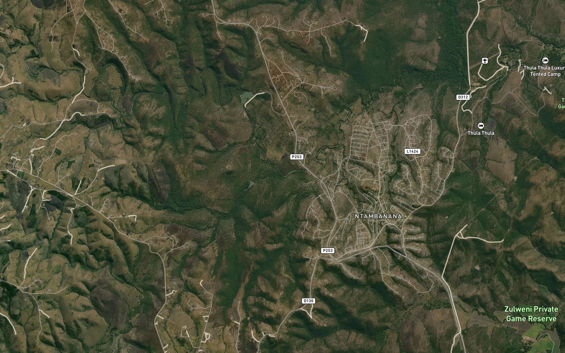 Satellite map of the Mfolozana