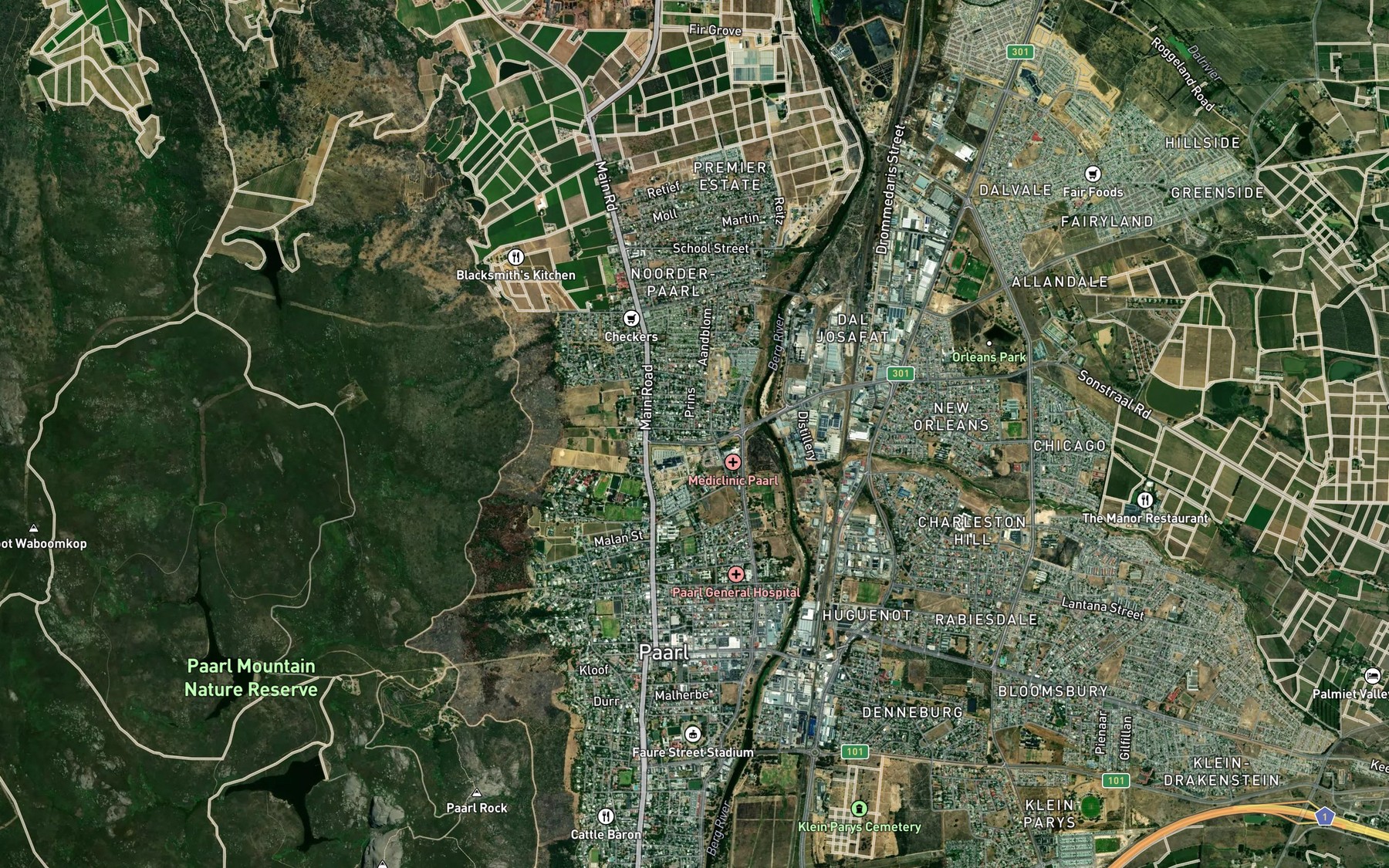 Satellite map of the Hugosrivier