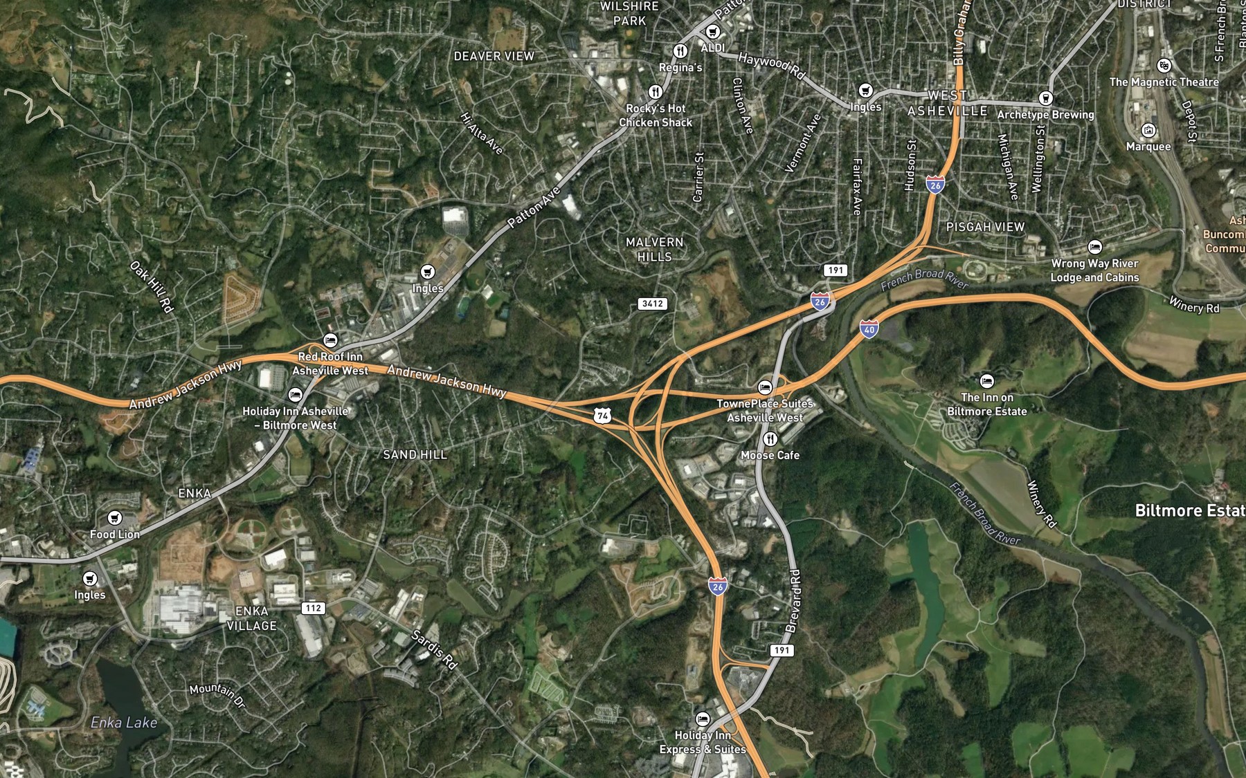 Satellite map of the Ragsdale Creek