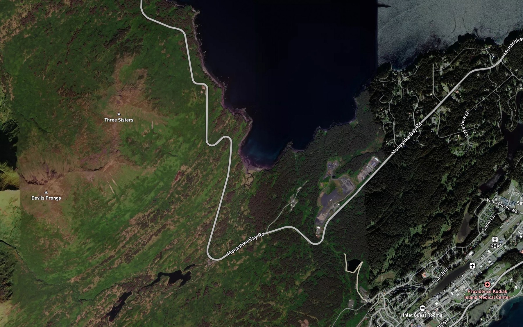 Satellite map of the Pillar Creek
