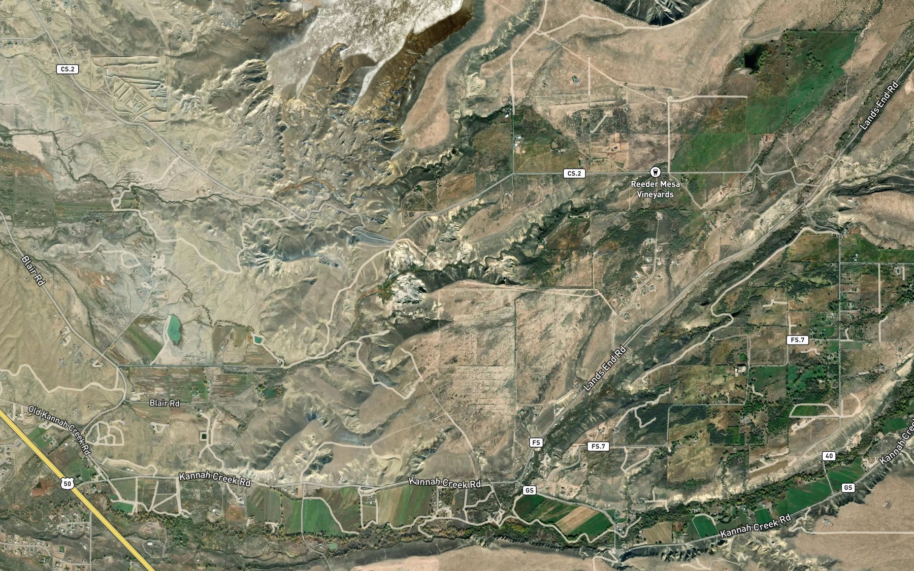 Satellite map of the Purdy Mesa Flow Line