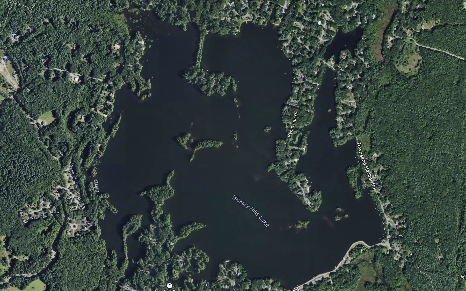 Satellite map of the Hickory Hills Lake