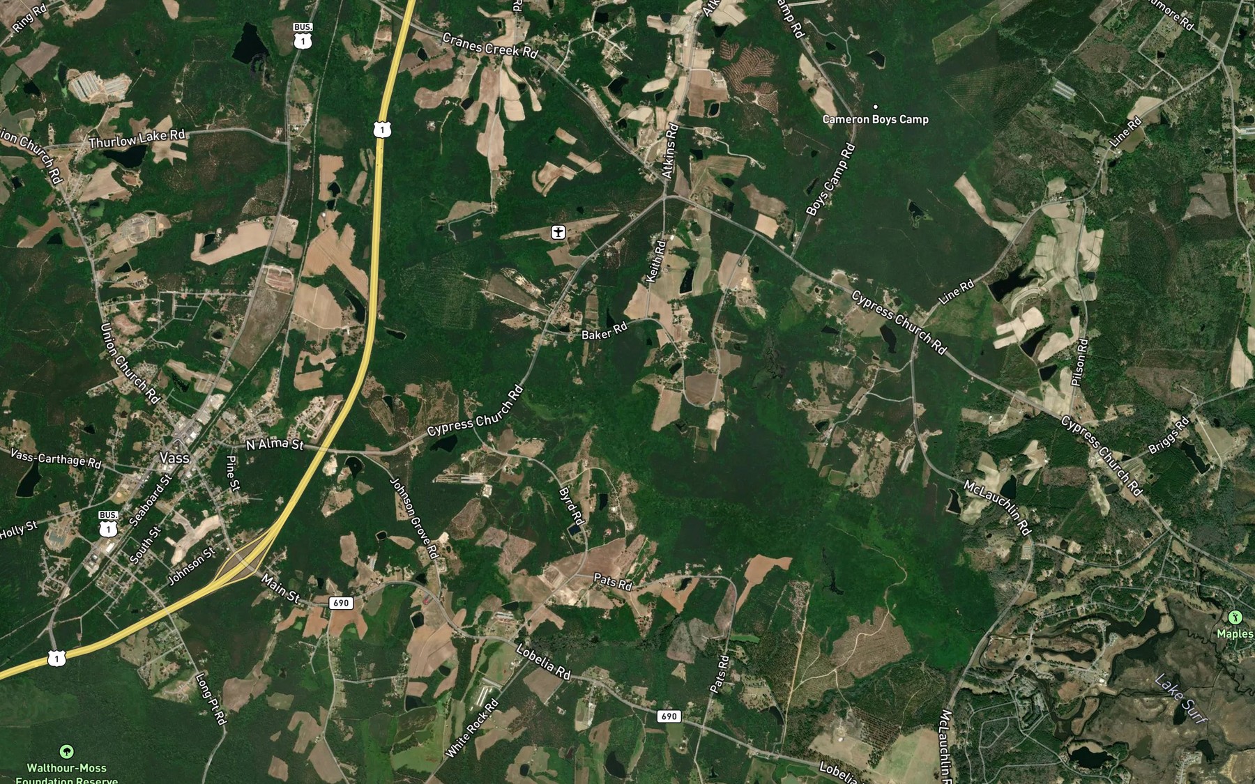 Satellite map of the Roundabout Branch