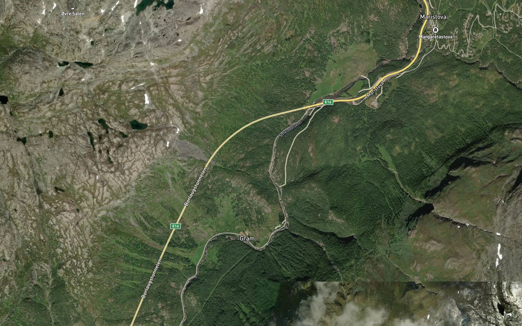 Satellite map of the Fremre Brattebakkgrovi