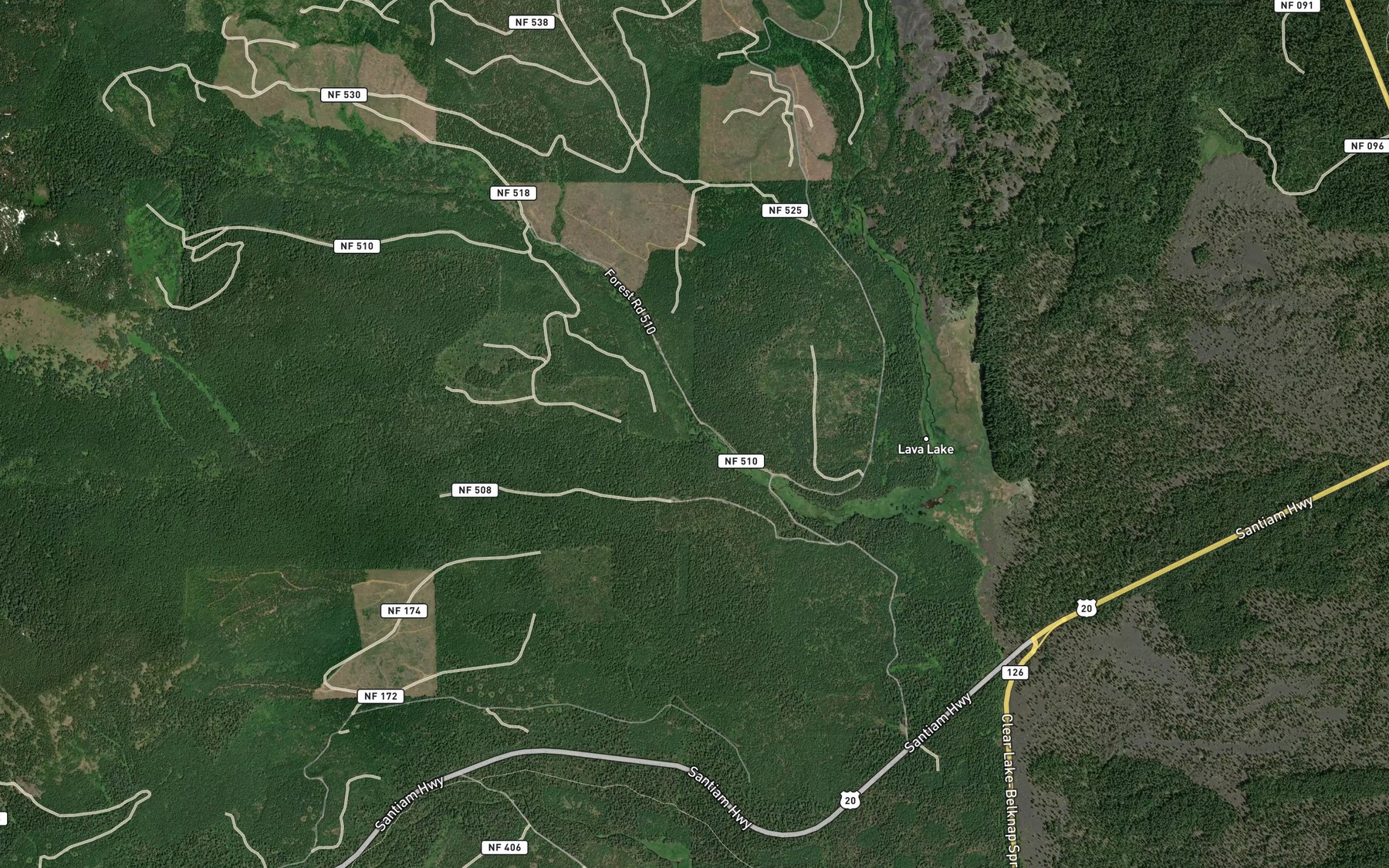 Satellite map of the Maude Creek