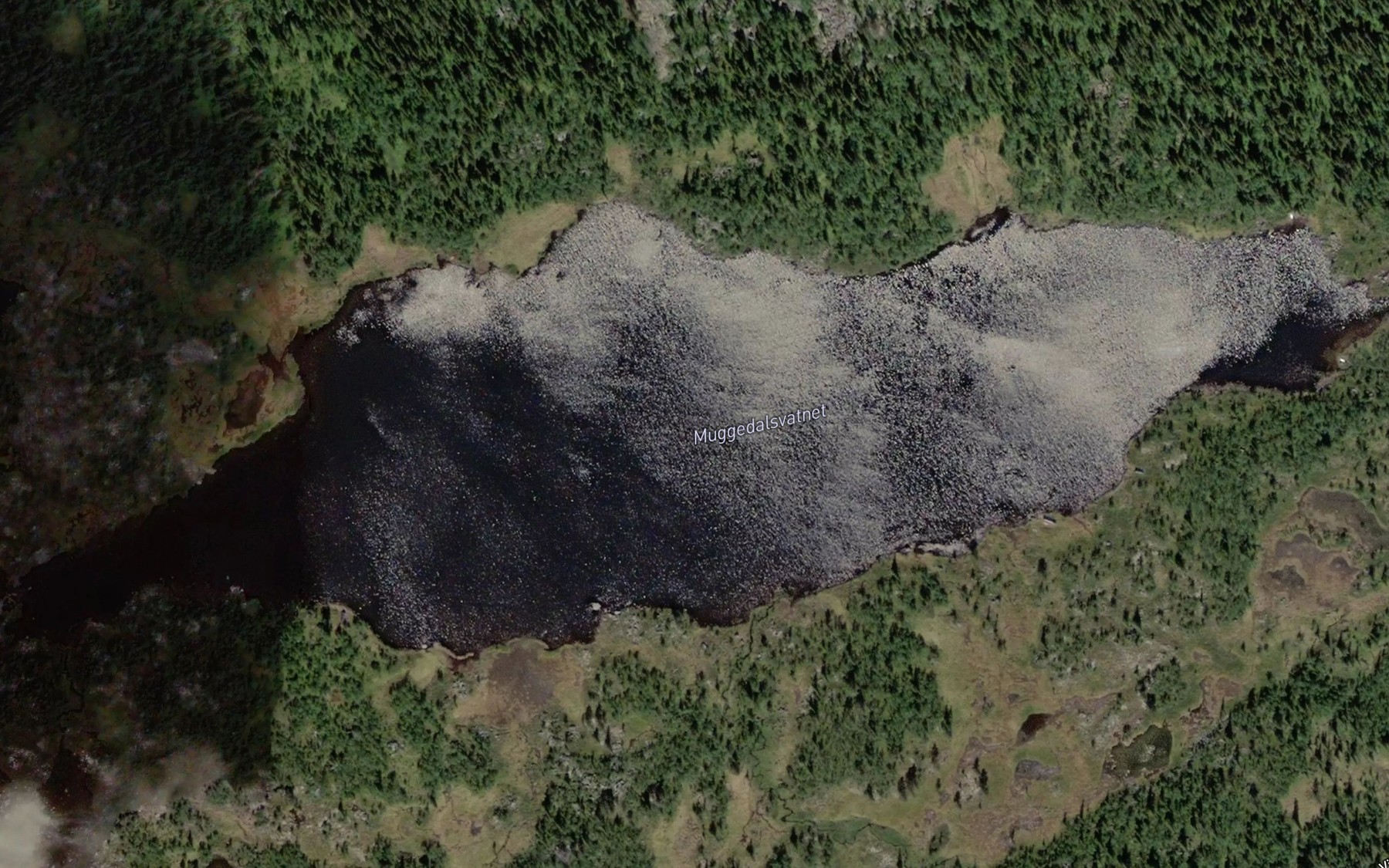 Satellite map of the Muggedalsvatnet