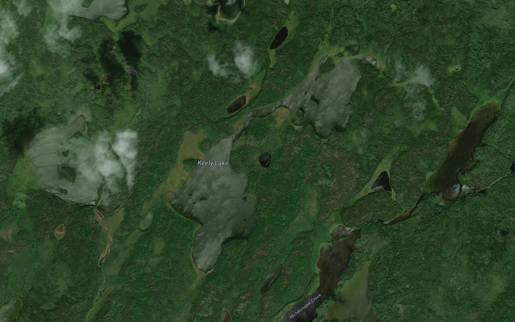 Satellite map of the Keely Lake