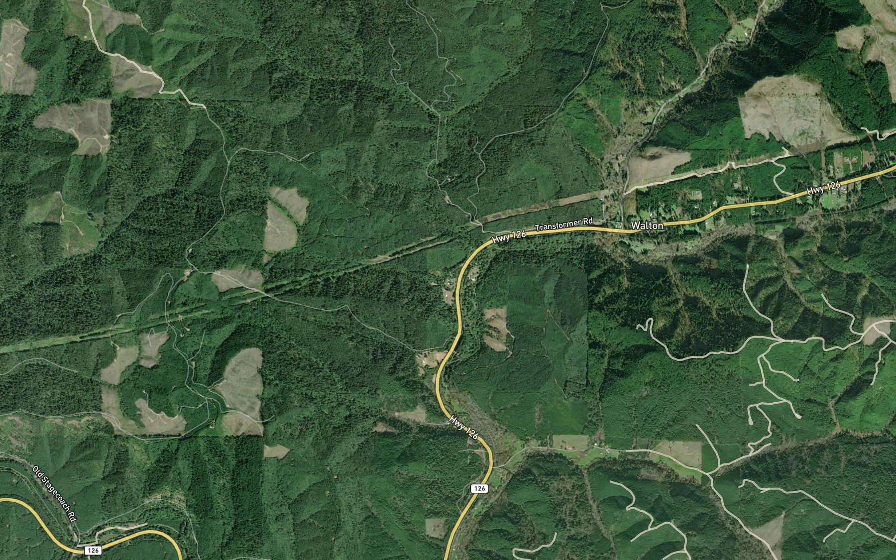 Satellite map of the Walker Creek