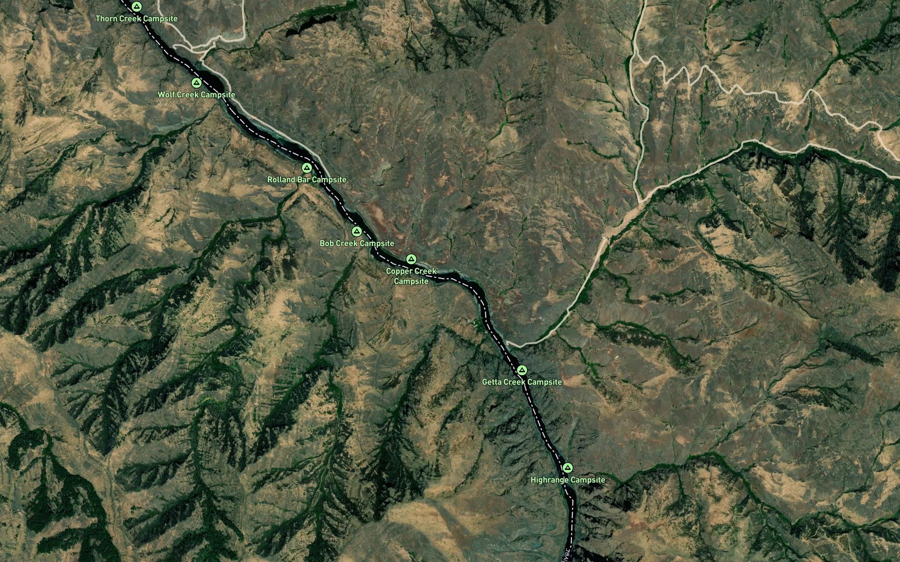 Satellite map of the Copper Creek
