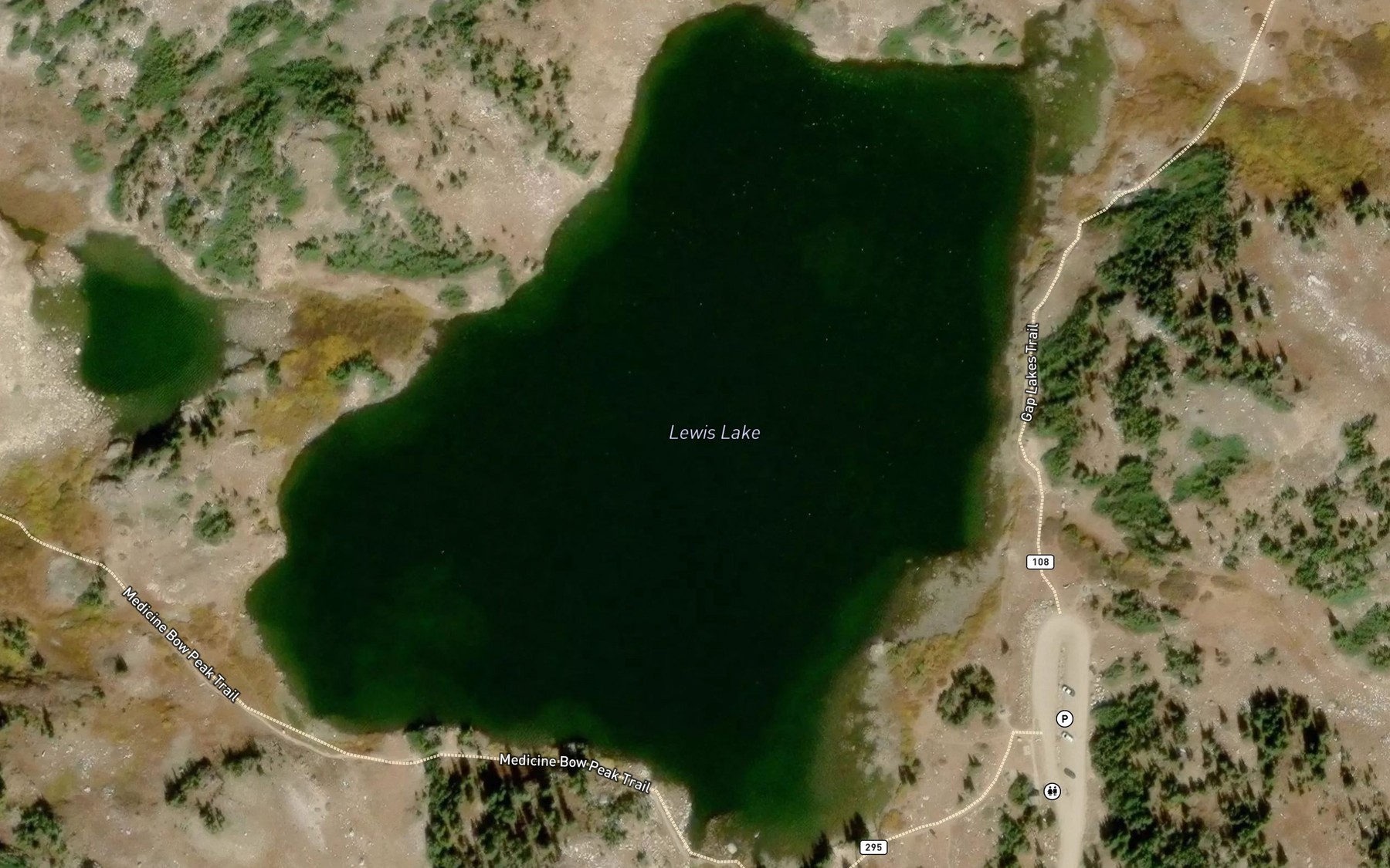 Satellite map of the Lewis Lake
