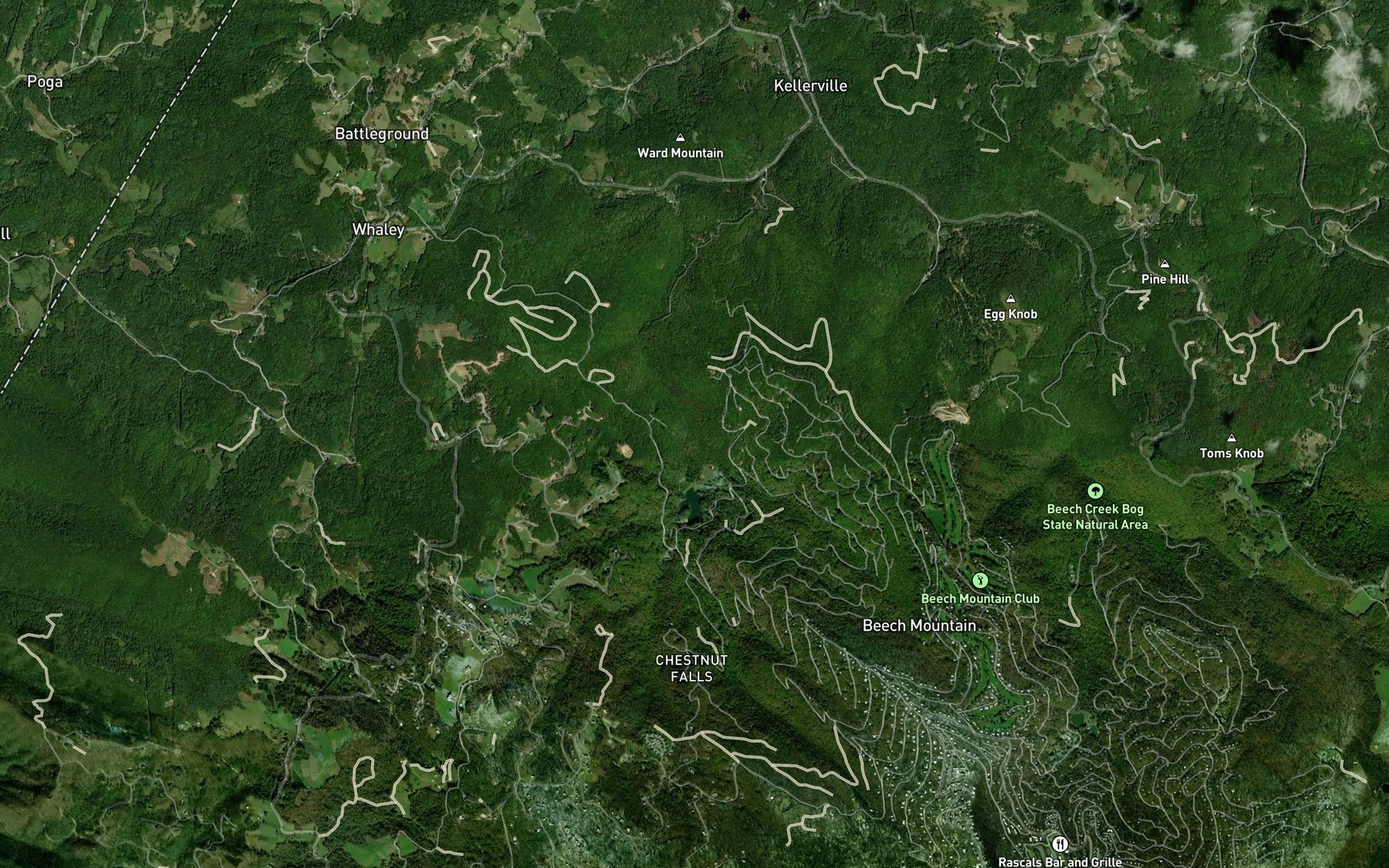 Satellite map of the Grassy Gap Creek