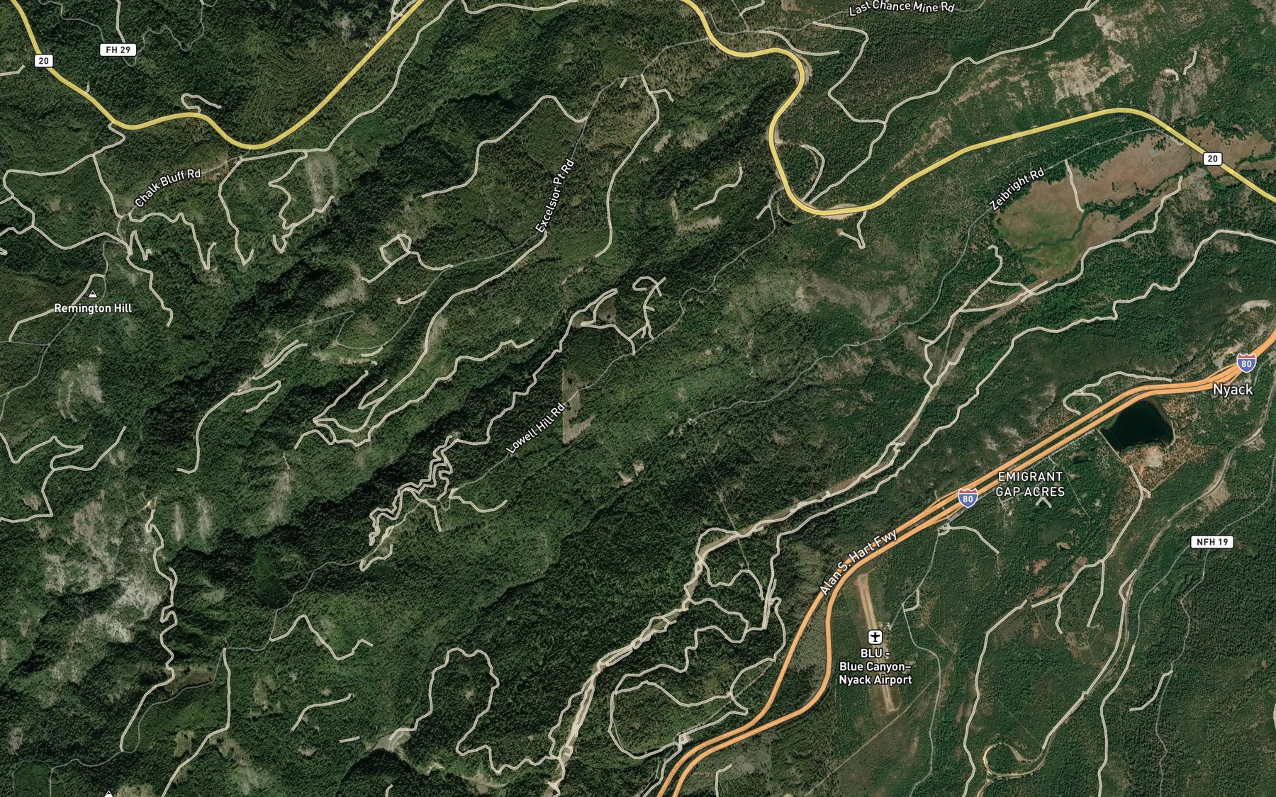 Satellite map of the South Yuba Canal