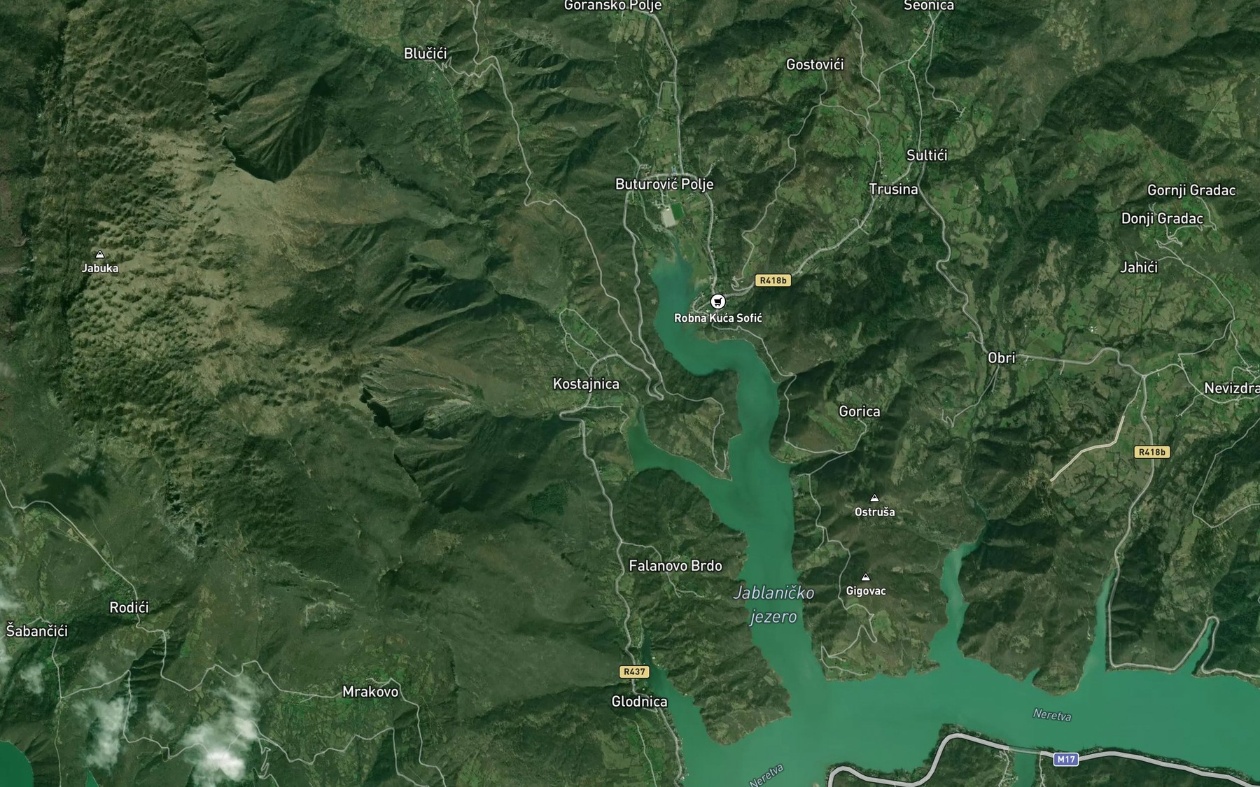 Satellite map of the Blucica Reka