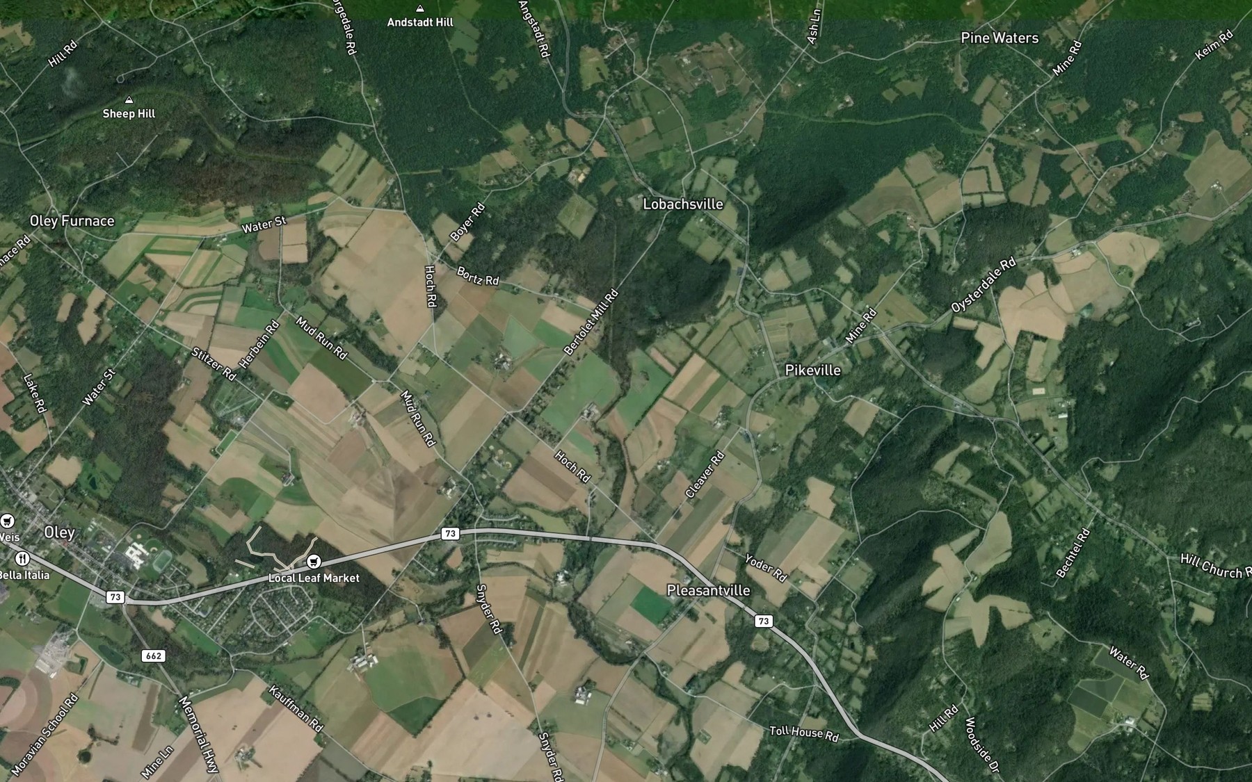 Satellite map of the Pine Creek