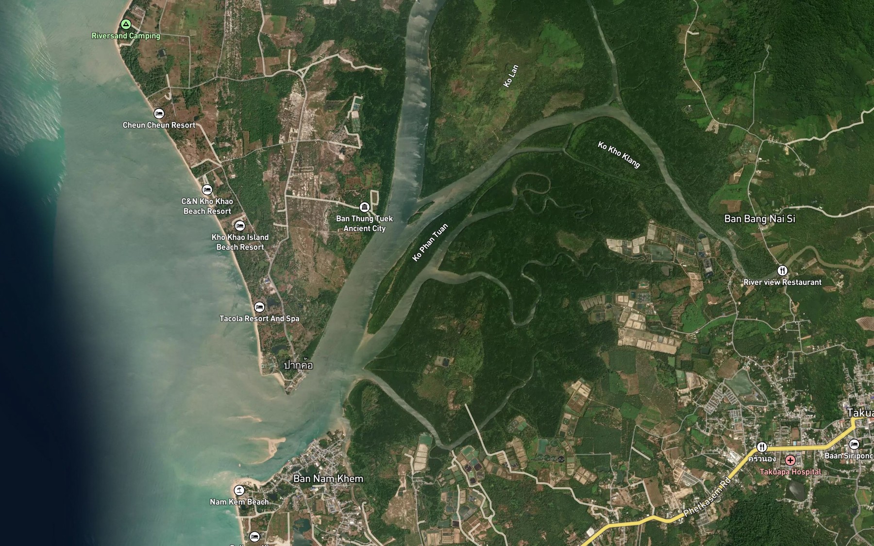 Satellite map of the Khlong Nuea Yai