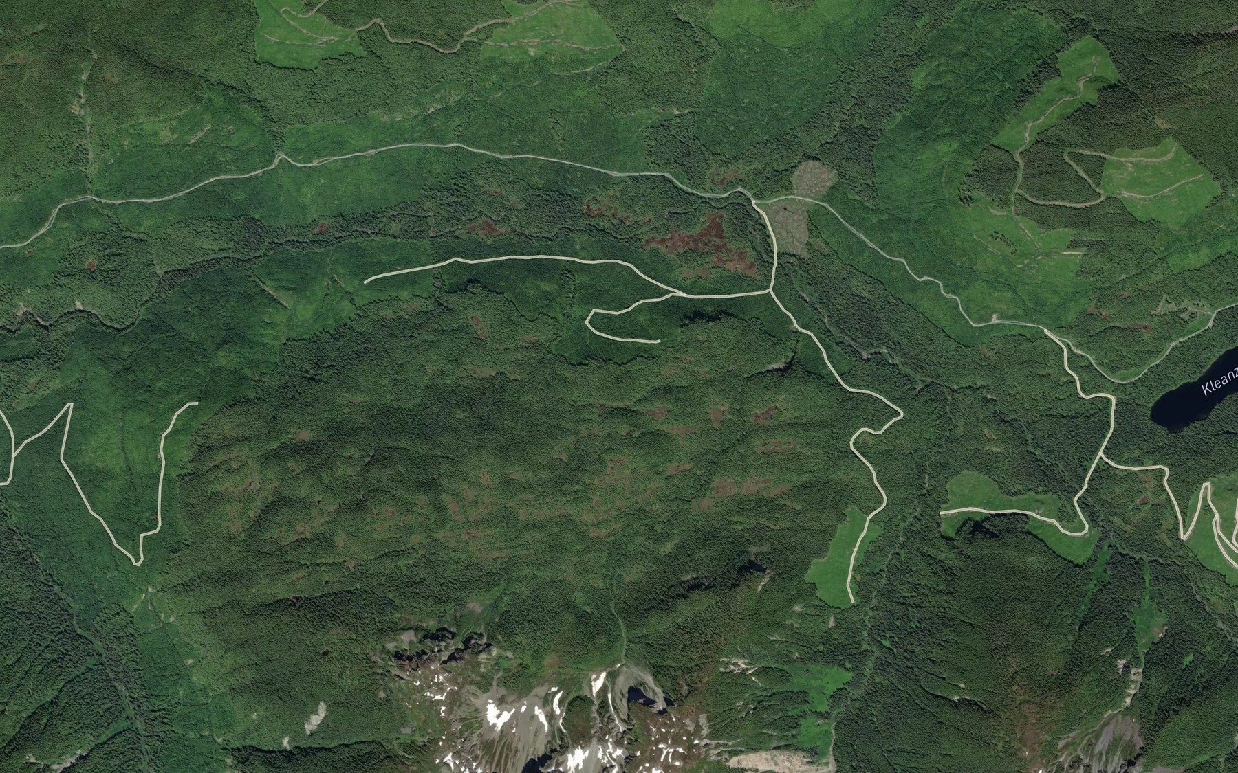 Satellite map of the South Kleanza Creek