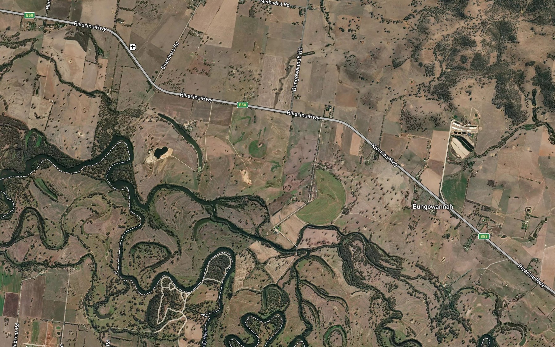Satellite map of the Dead Mans Creek