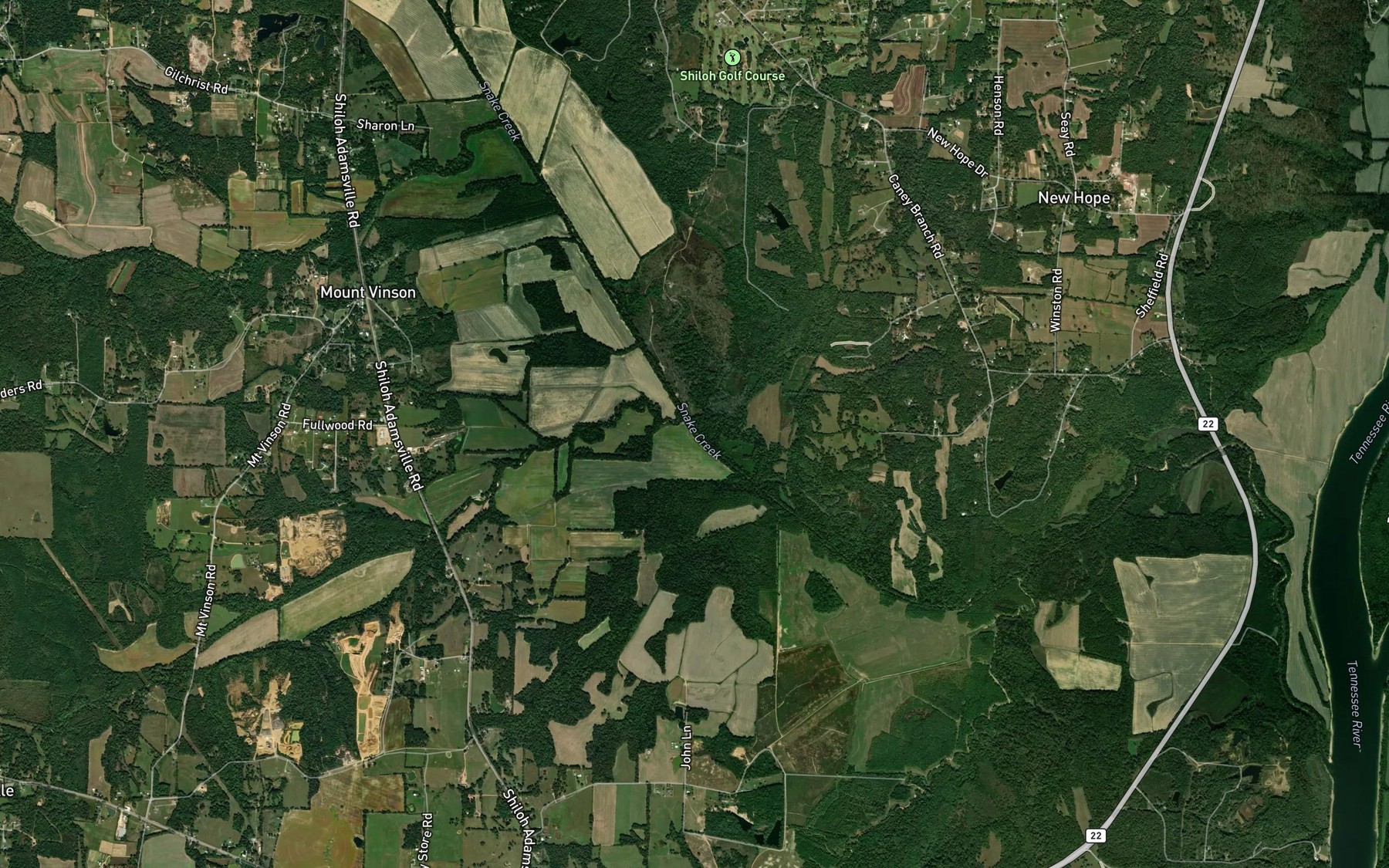 Satellite map of the Snake Creek Canal