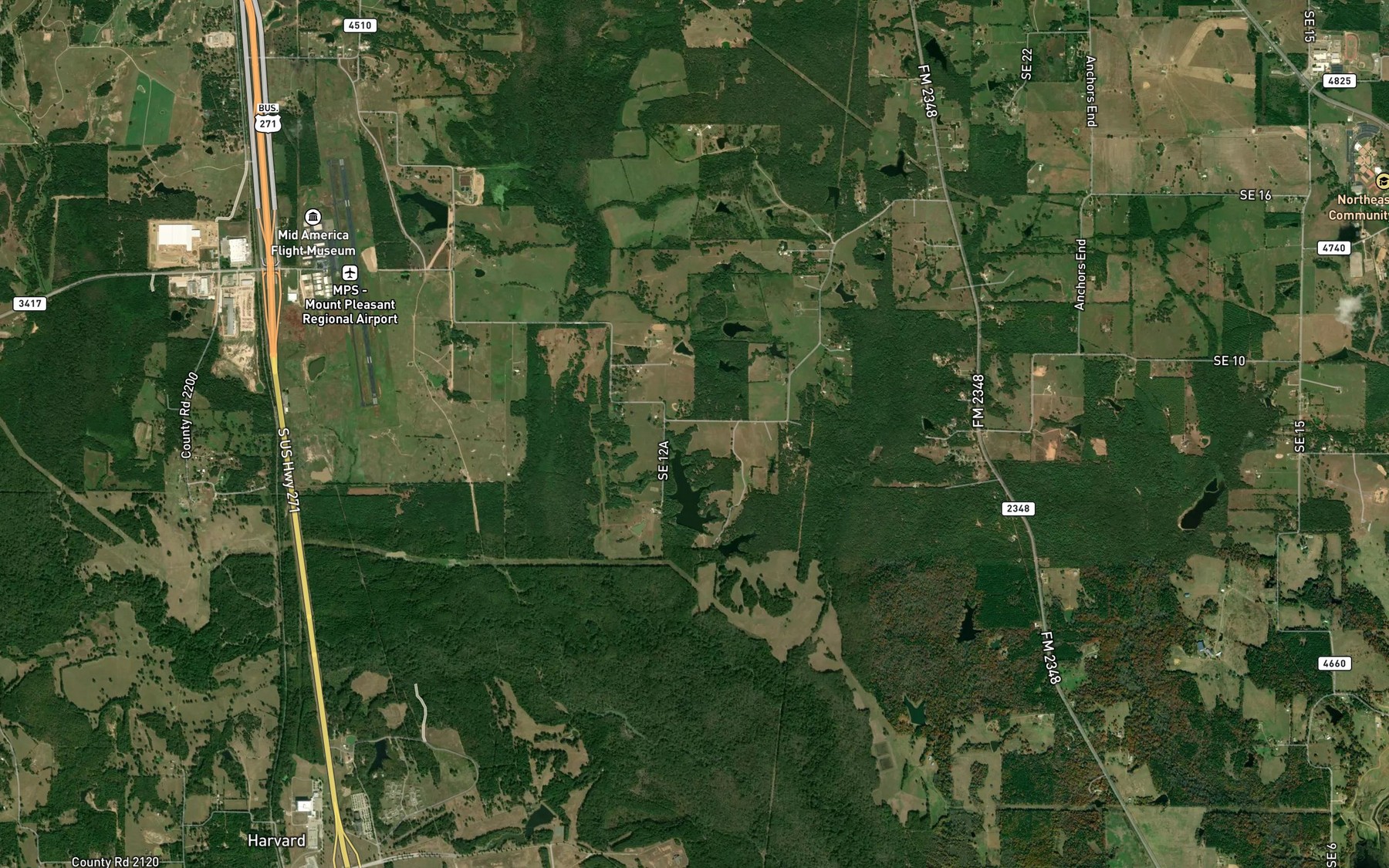 Satellite map of the Sandlin Lake