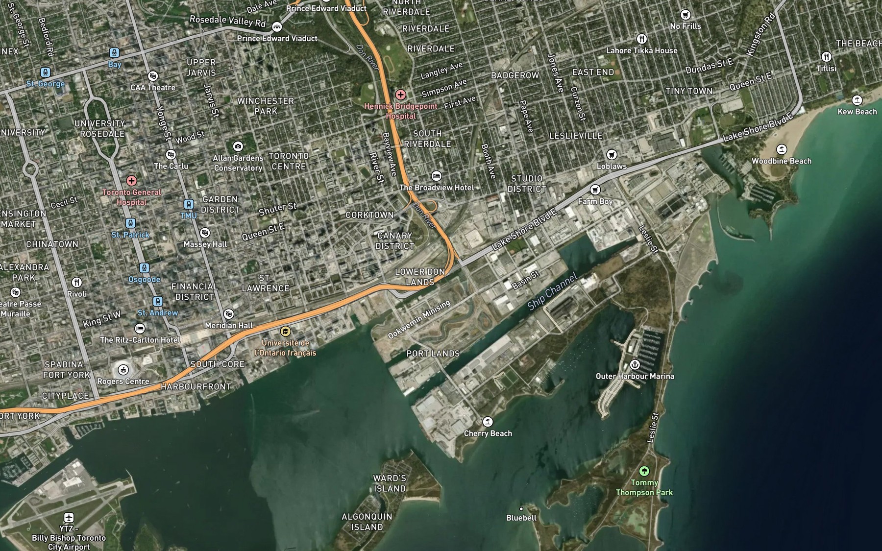Satellite map of the Keating Channel