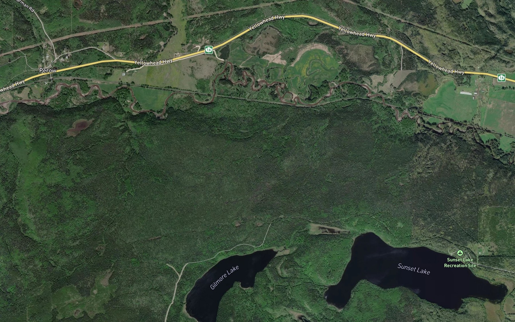 Satellite map of the Cesford Creek