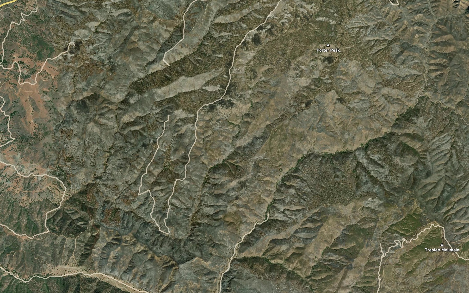 Satellite map of the Sheep Camp Creek