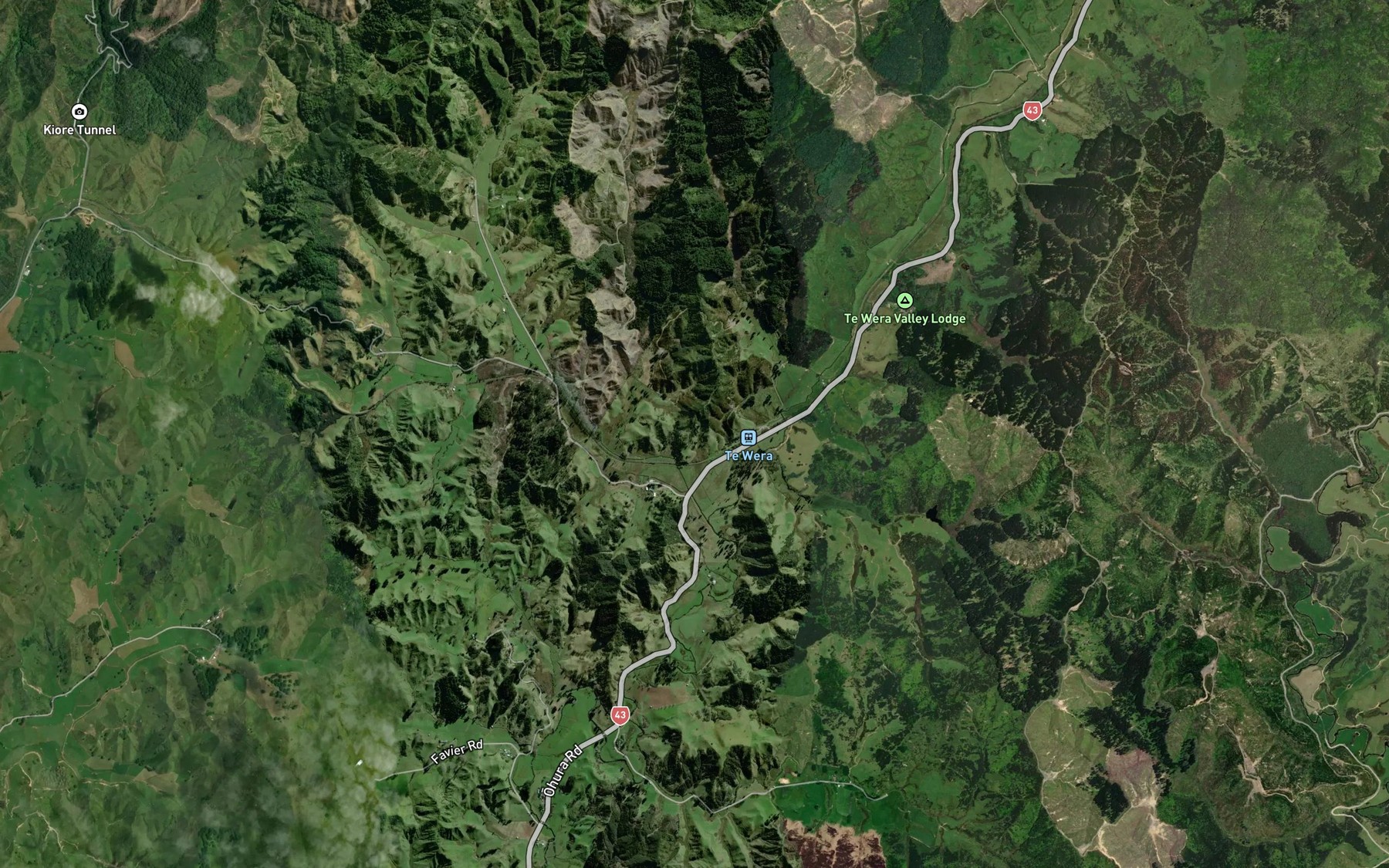 Satellite map of the Mangawhenga Stream