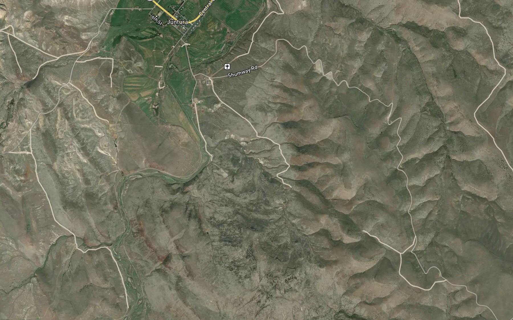 Satellite map of the Bridge Creek Draw Reservoir