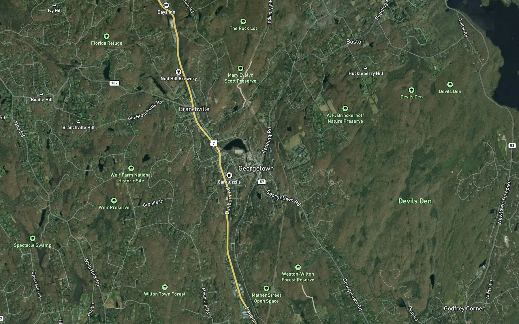 Satellite map of the Gilbert Bennett Brook