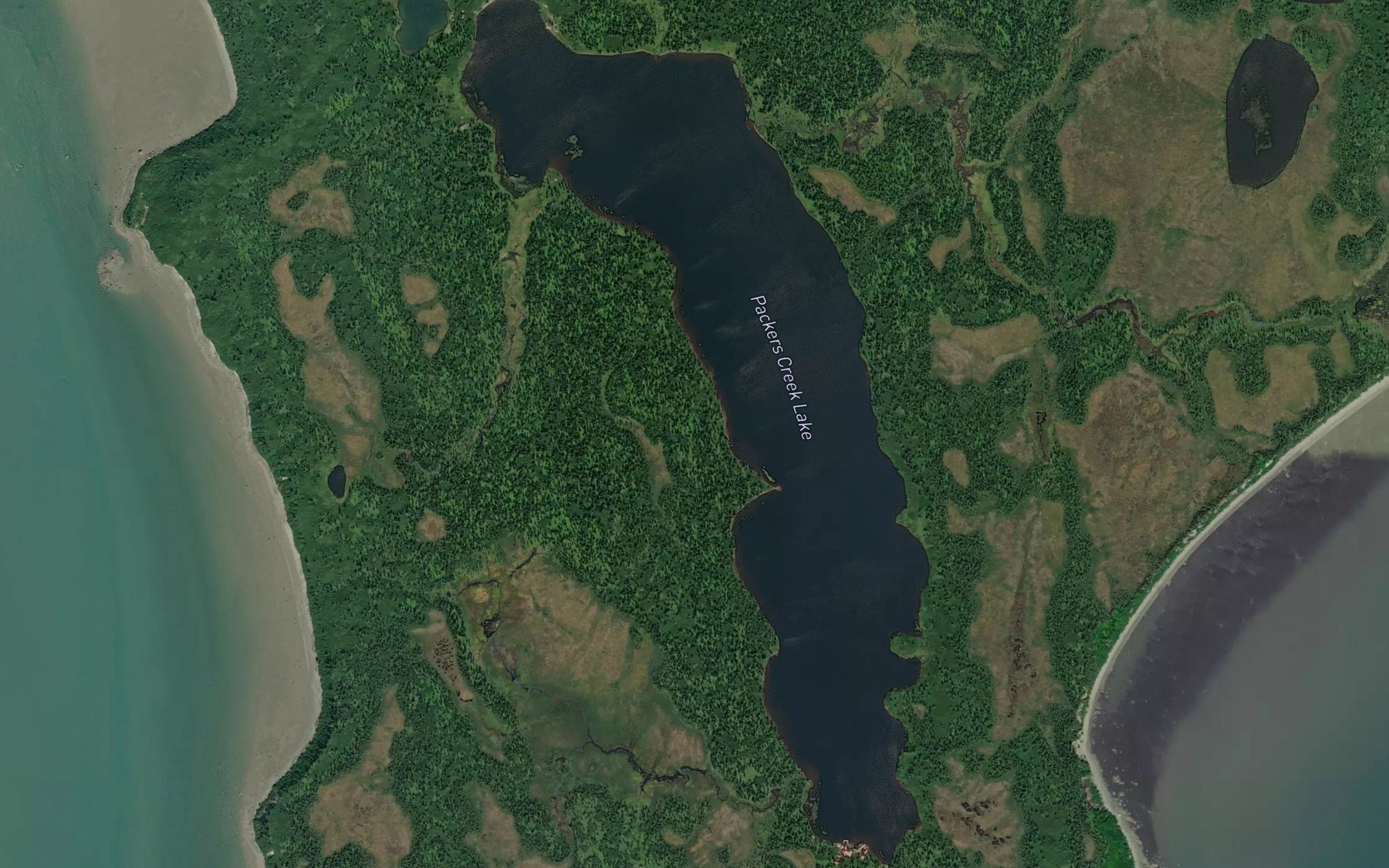 Satellite map of the Packers Creek Lake