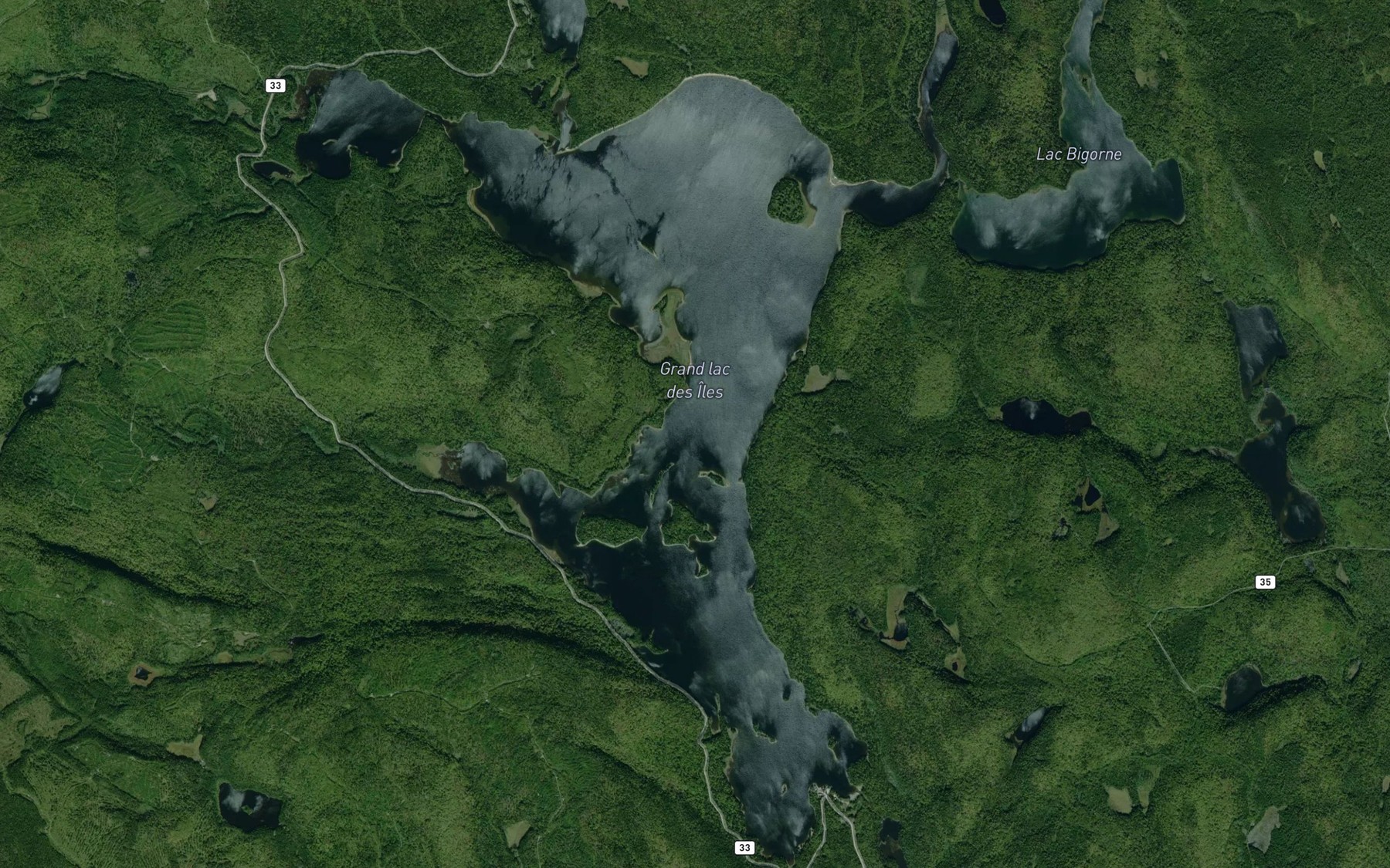 Satellite map of the Grand lac des Iles