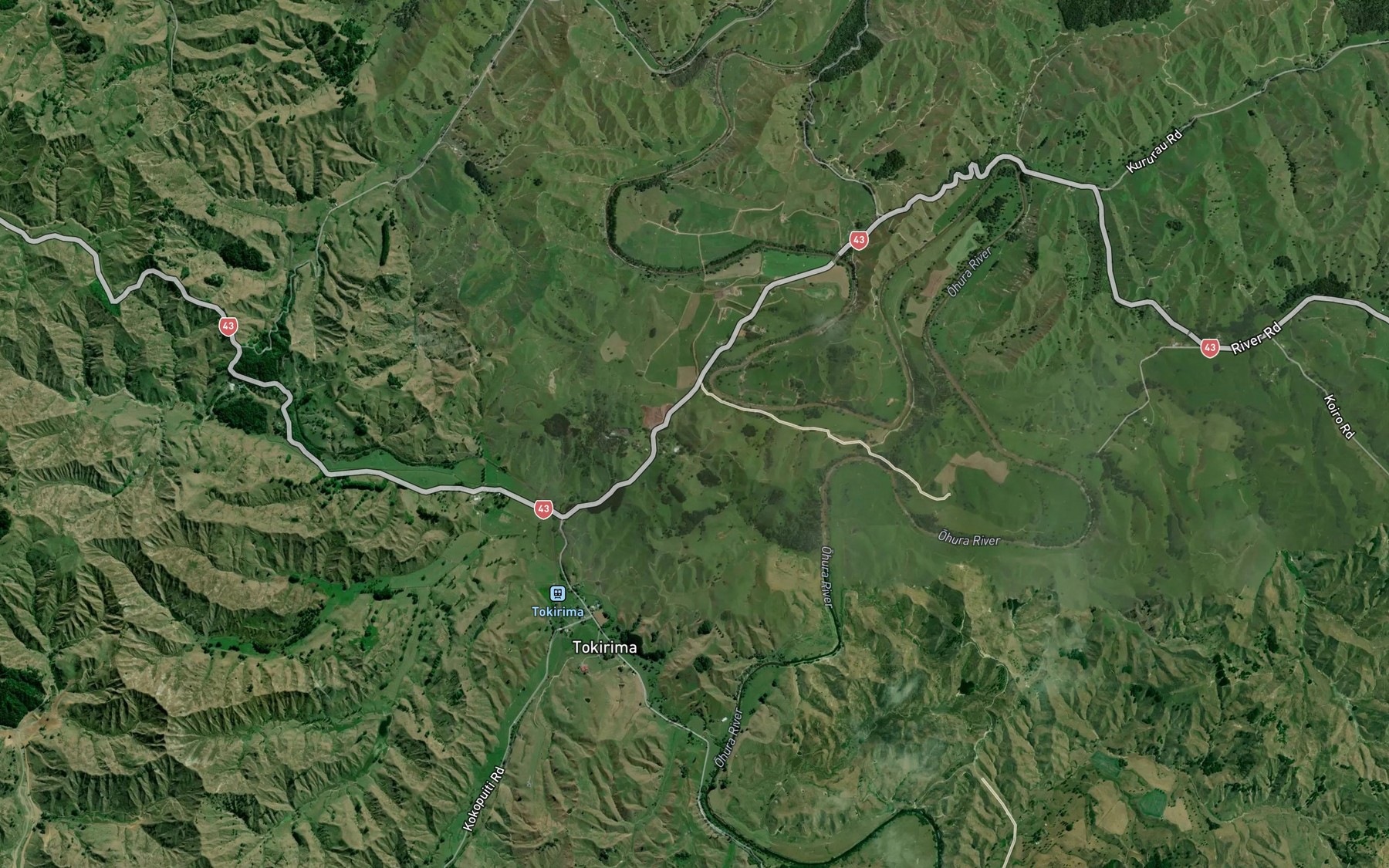 Satellite map of the Mangakauanga Stream
