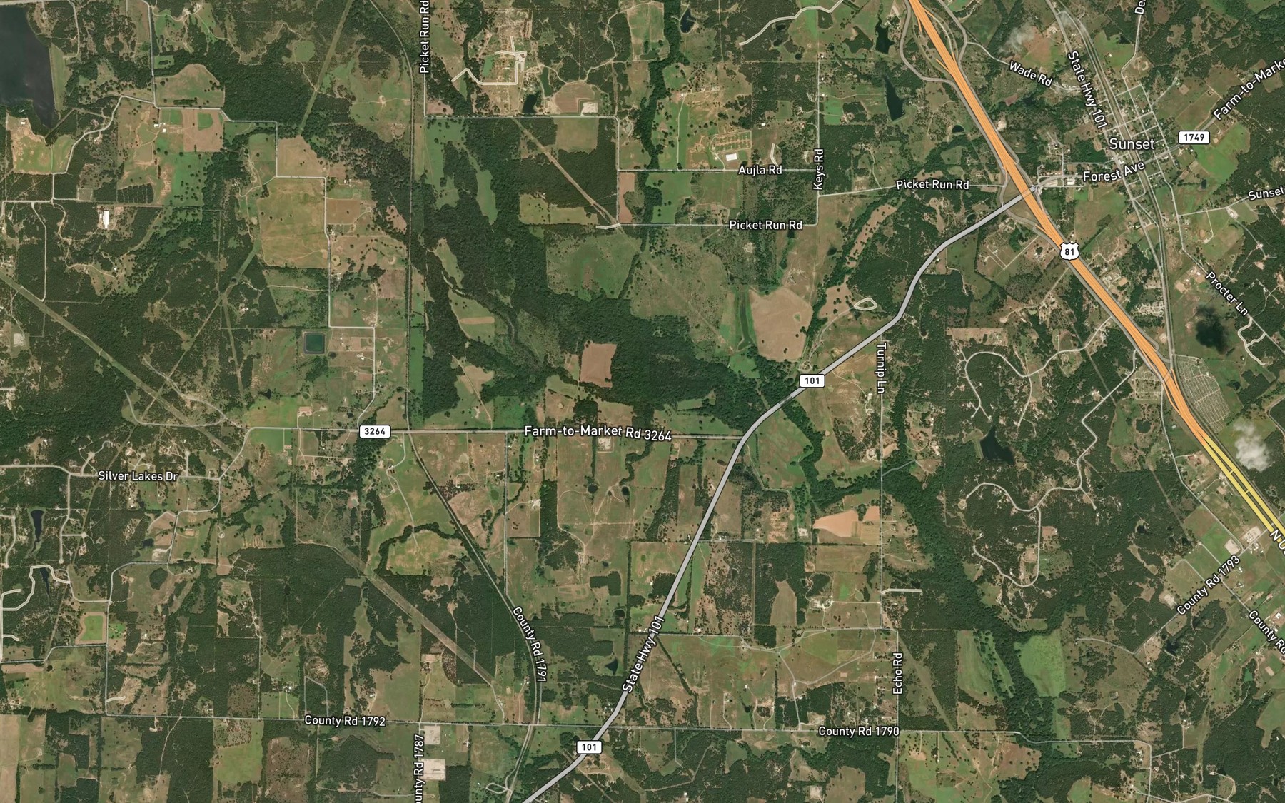 Satellite map of the Turkey Creek