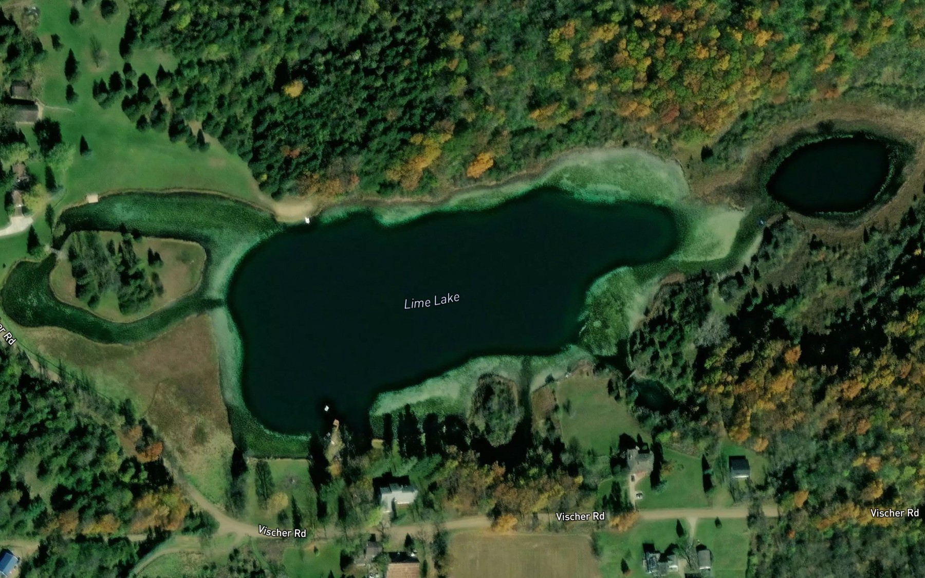 Satellite map of the Lime Lake