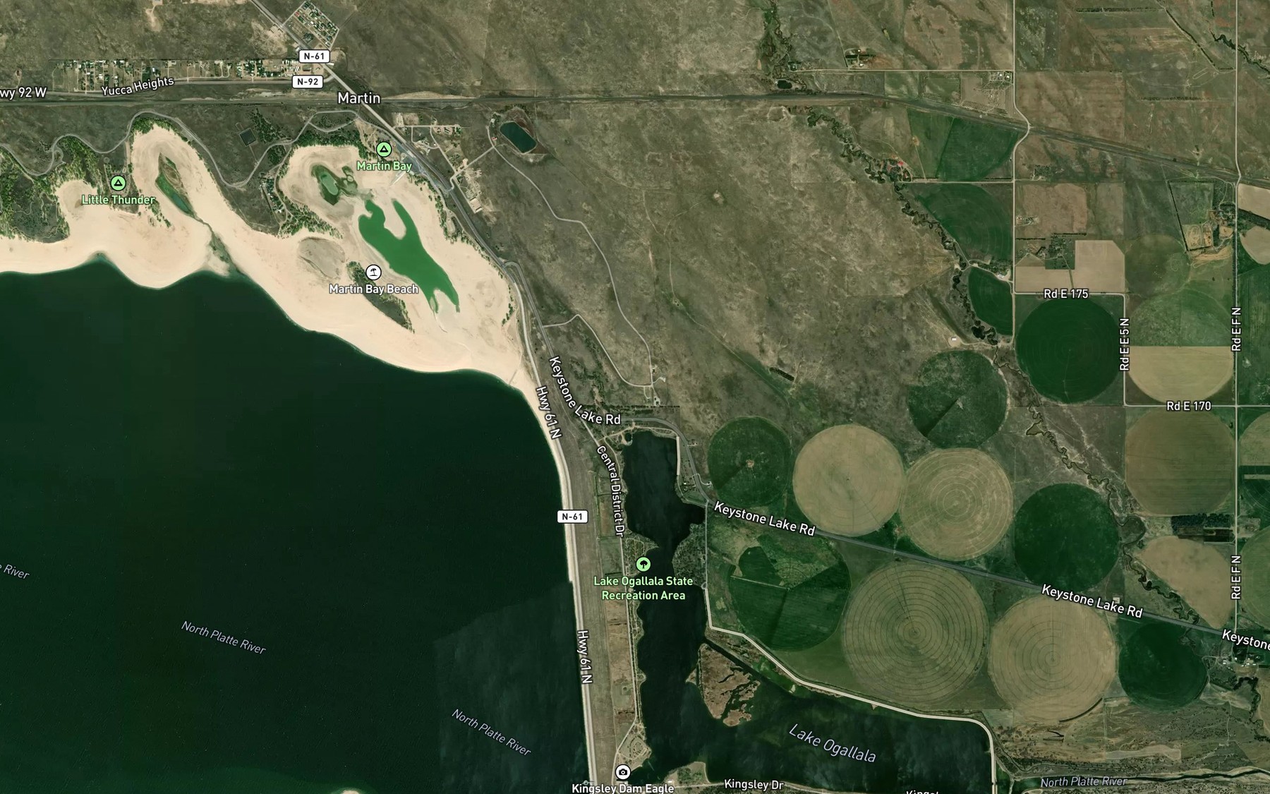 Satellite map of the Lake McConaughy