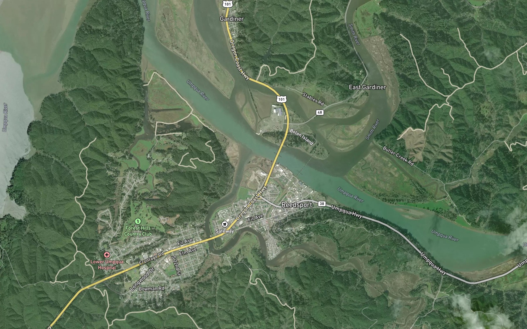 Satellite map of the McIntosh Slough