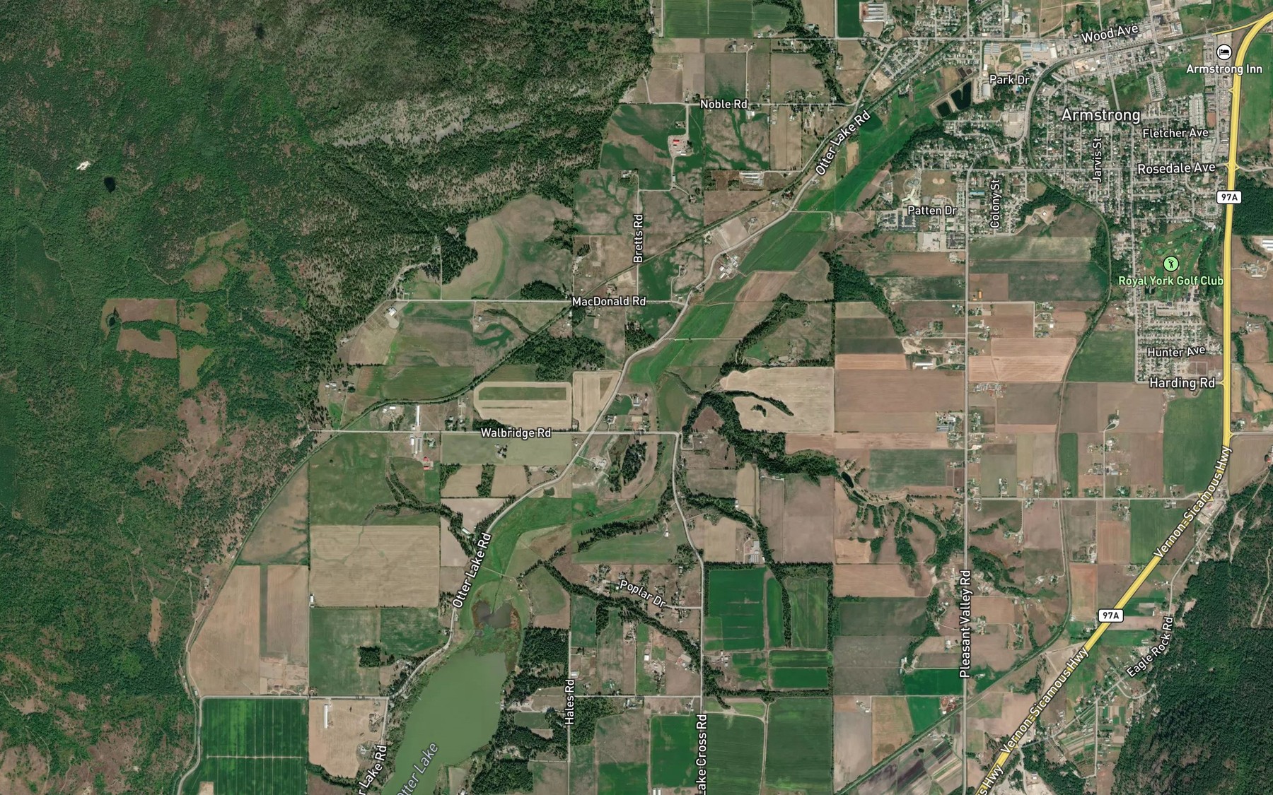 Satellite map of the Maid Creek
