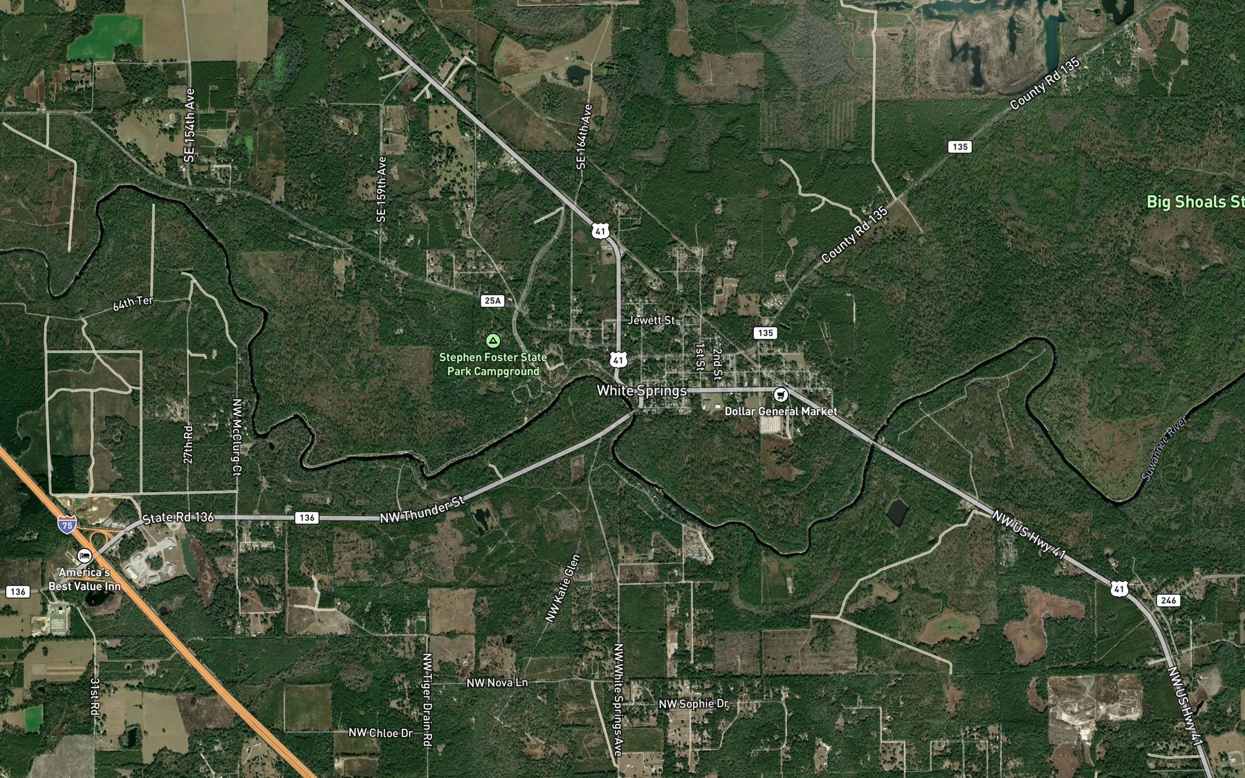 Satellite map of the White Sulphur Spring
