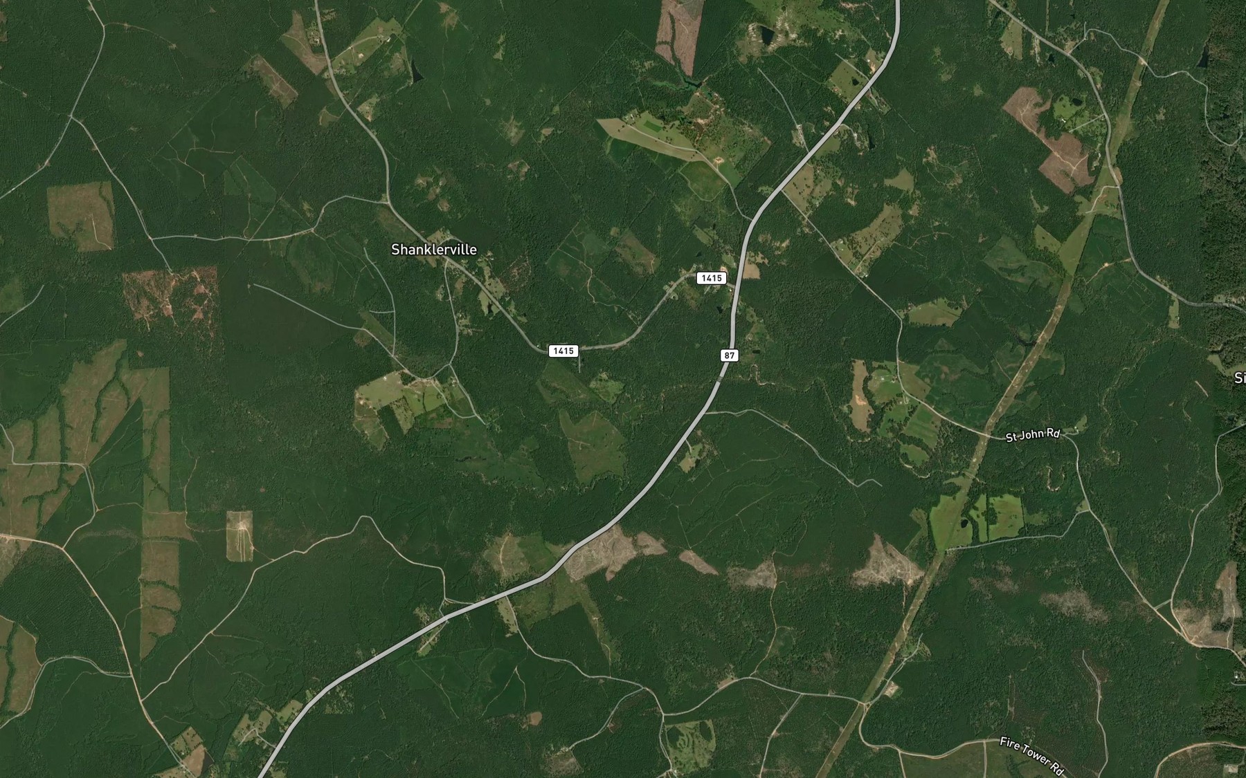 Satellite map of the Clear Creek