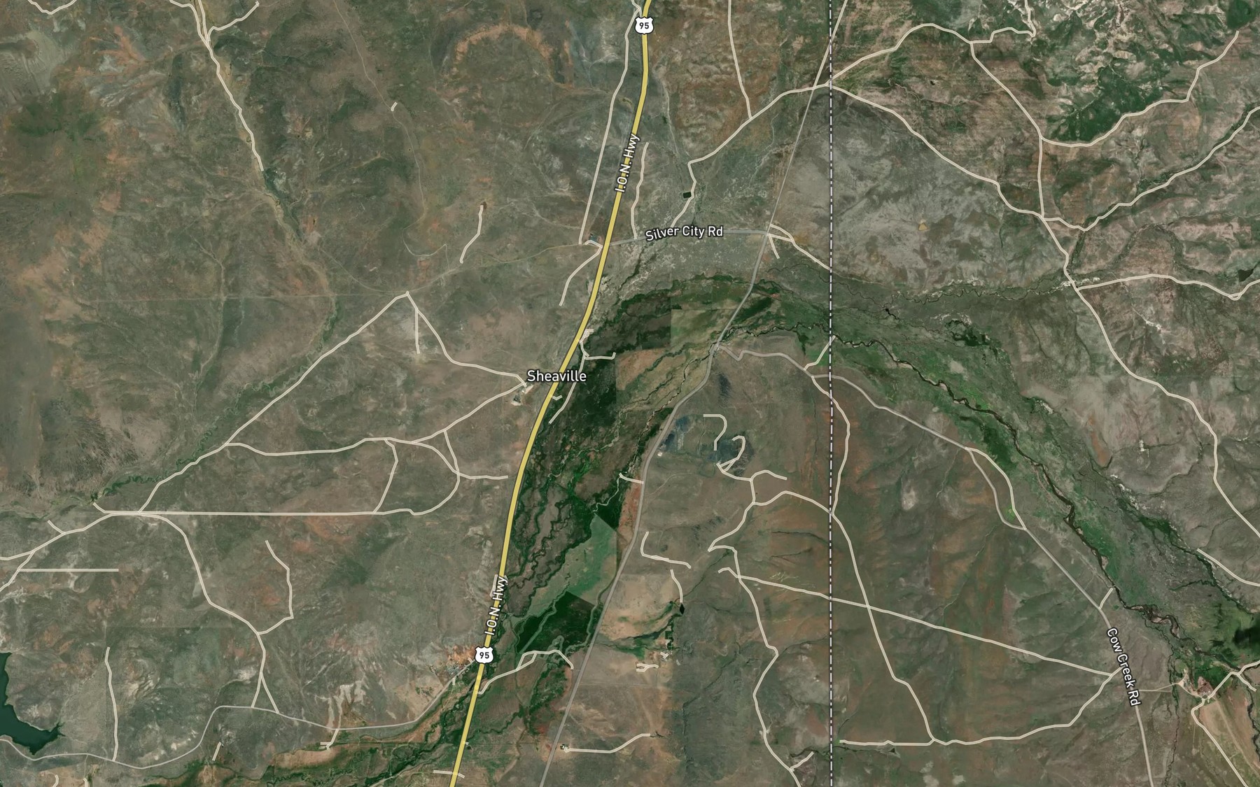 Satellite map of the Cow Creek