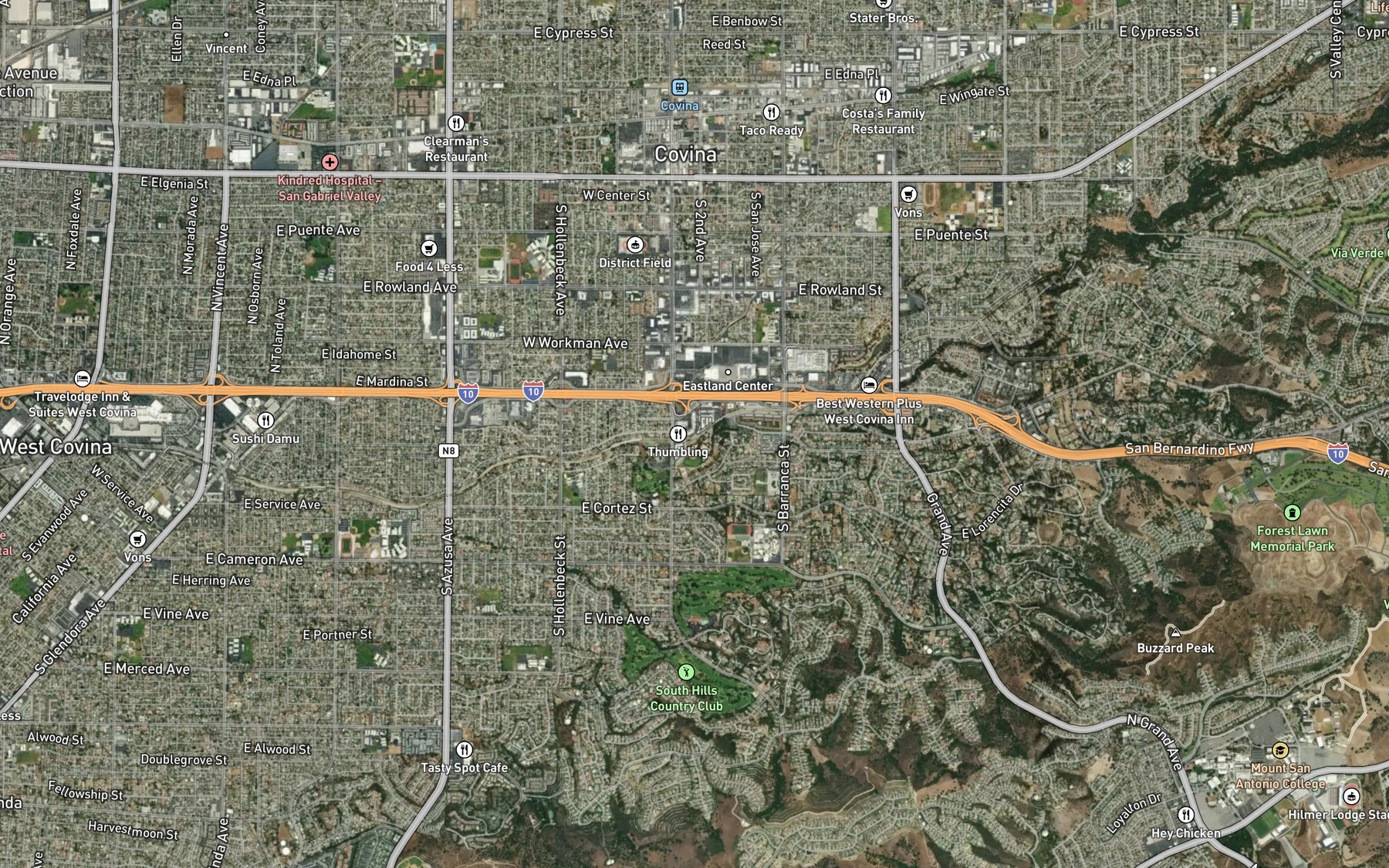 Satellite map of the Charter Oak Creek