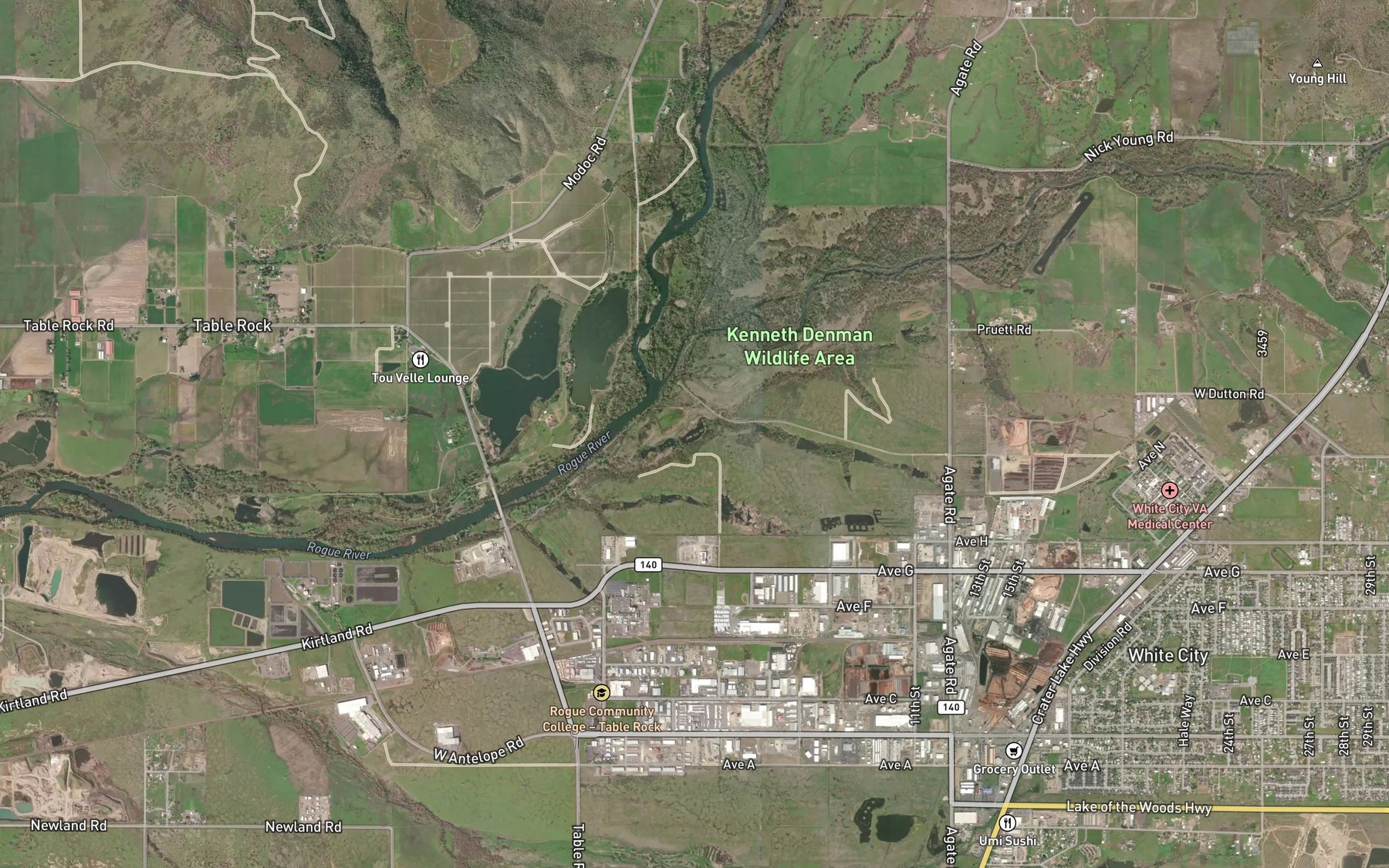 Satellite map of the Military Slough Reservoirs