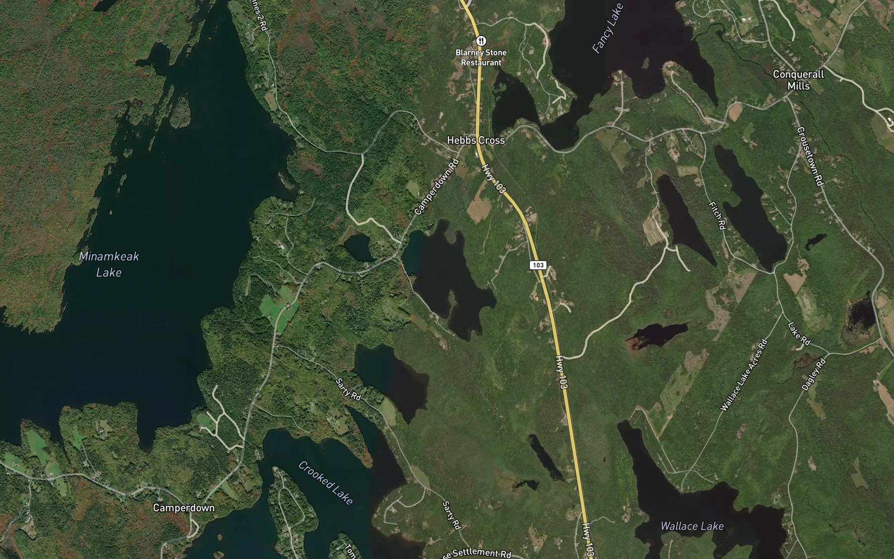 Satellite map of the Moose Lake