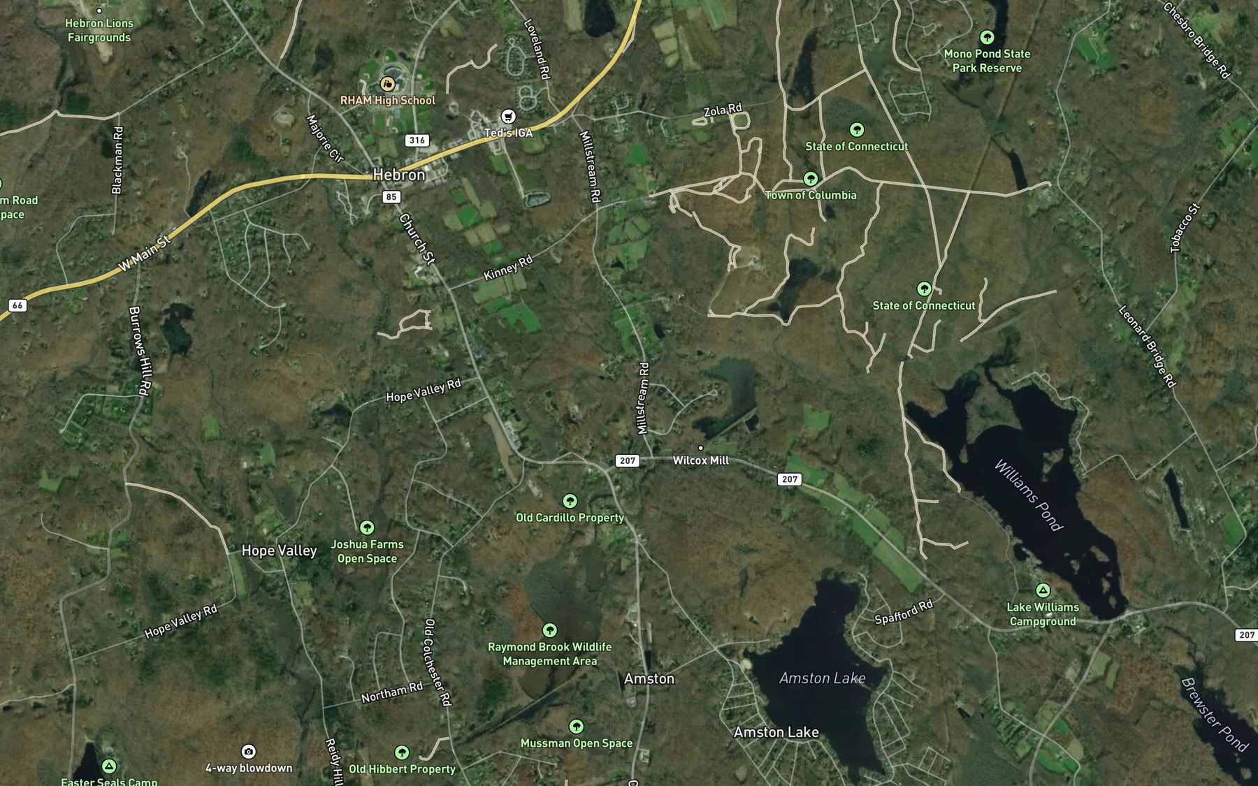 Satellite map of the Mint Brook