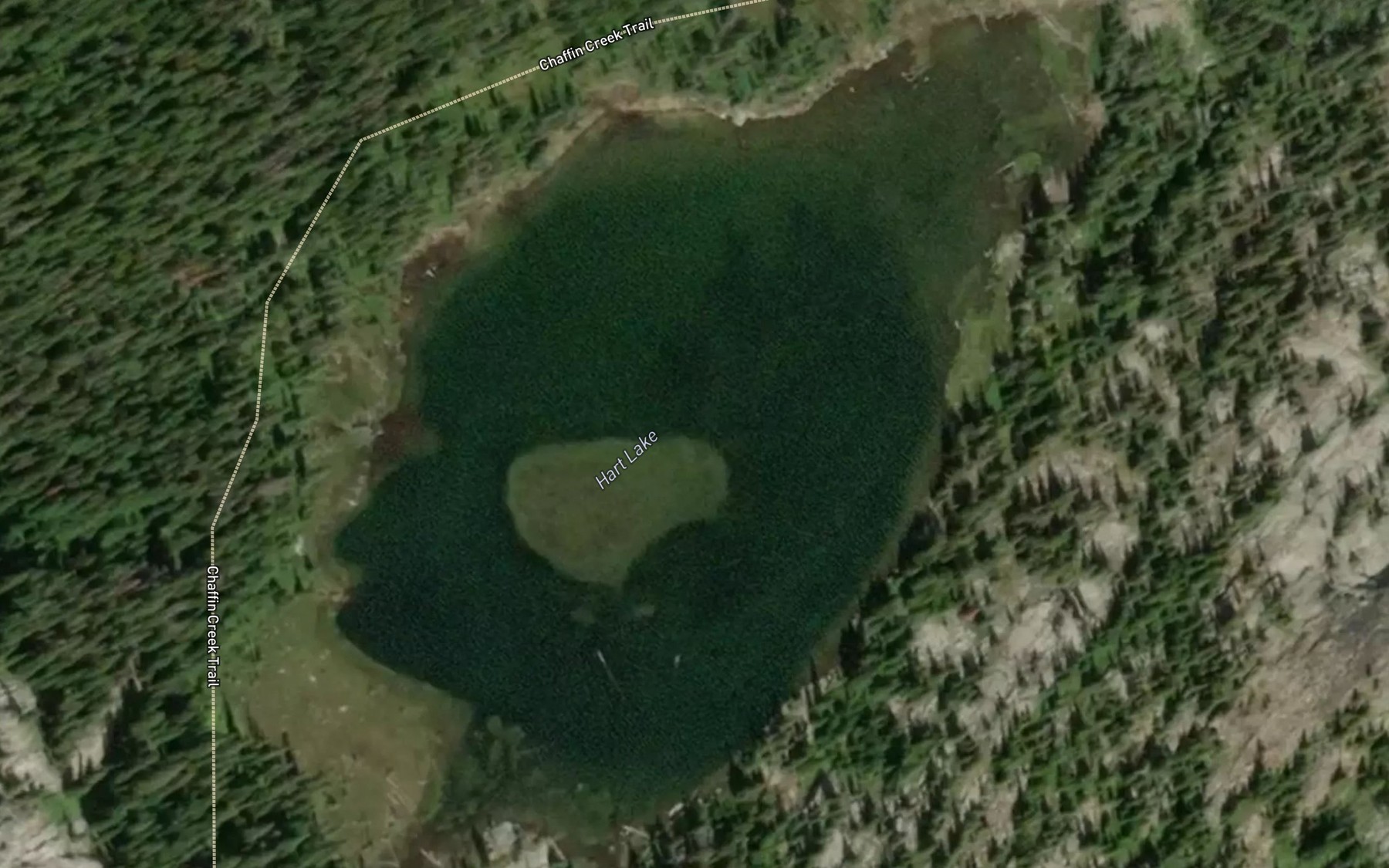 Satellite map of the Hart Lake