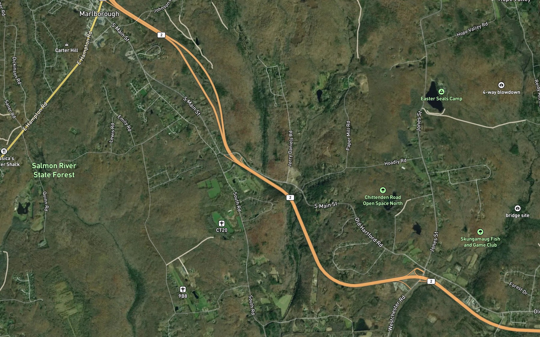 Satellite map of the Lyman Brook